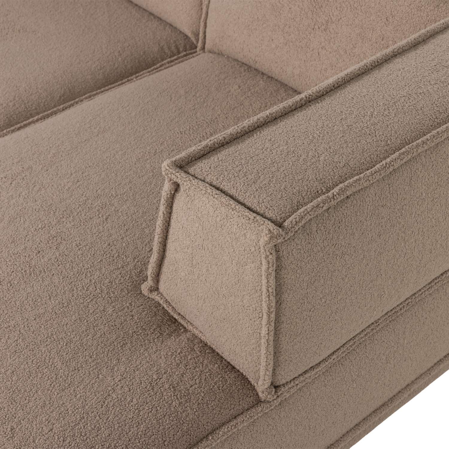 Right-facing Corner Sofa MANU Beige Lambskin