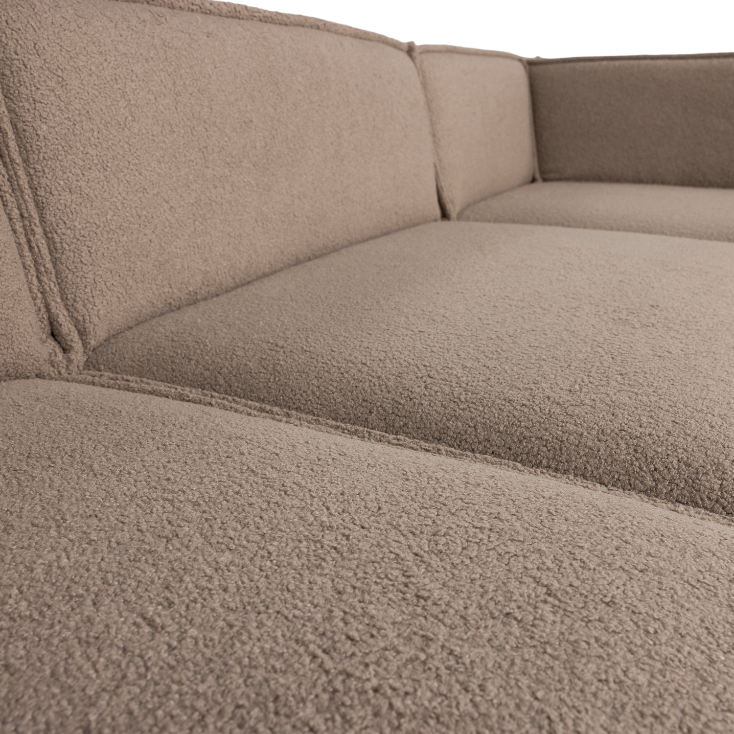Right-facing Corner Sofa MANU Beige Lambskin