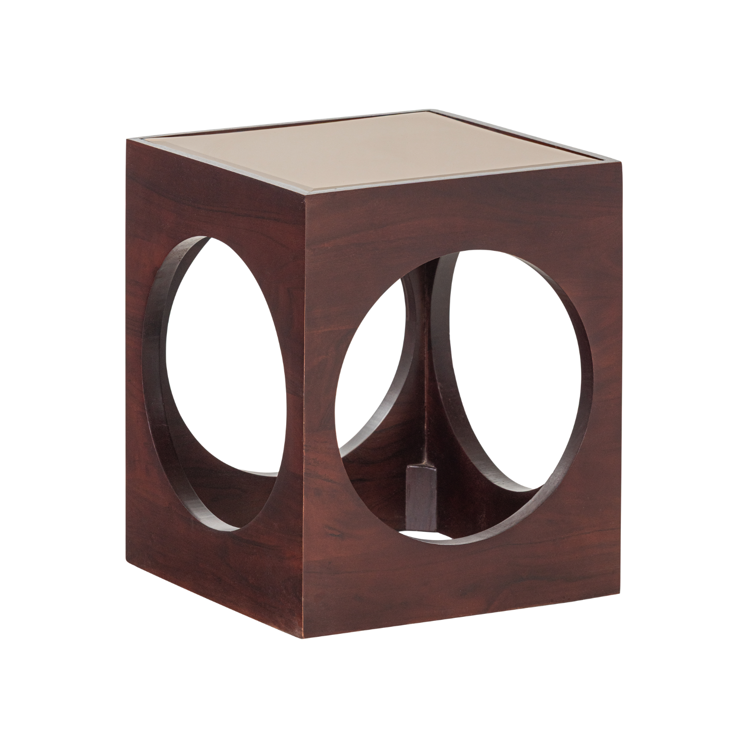 TRAX Brown Side Table with Glass Top