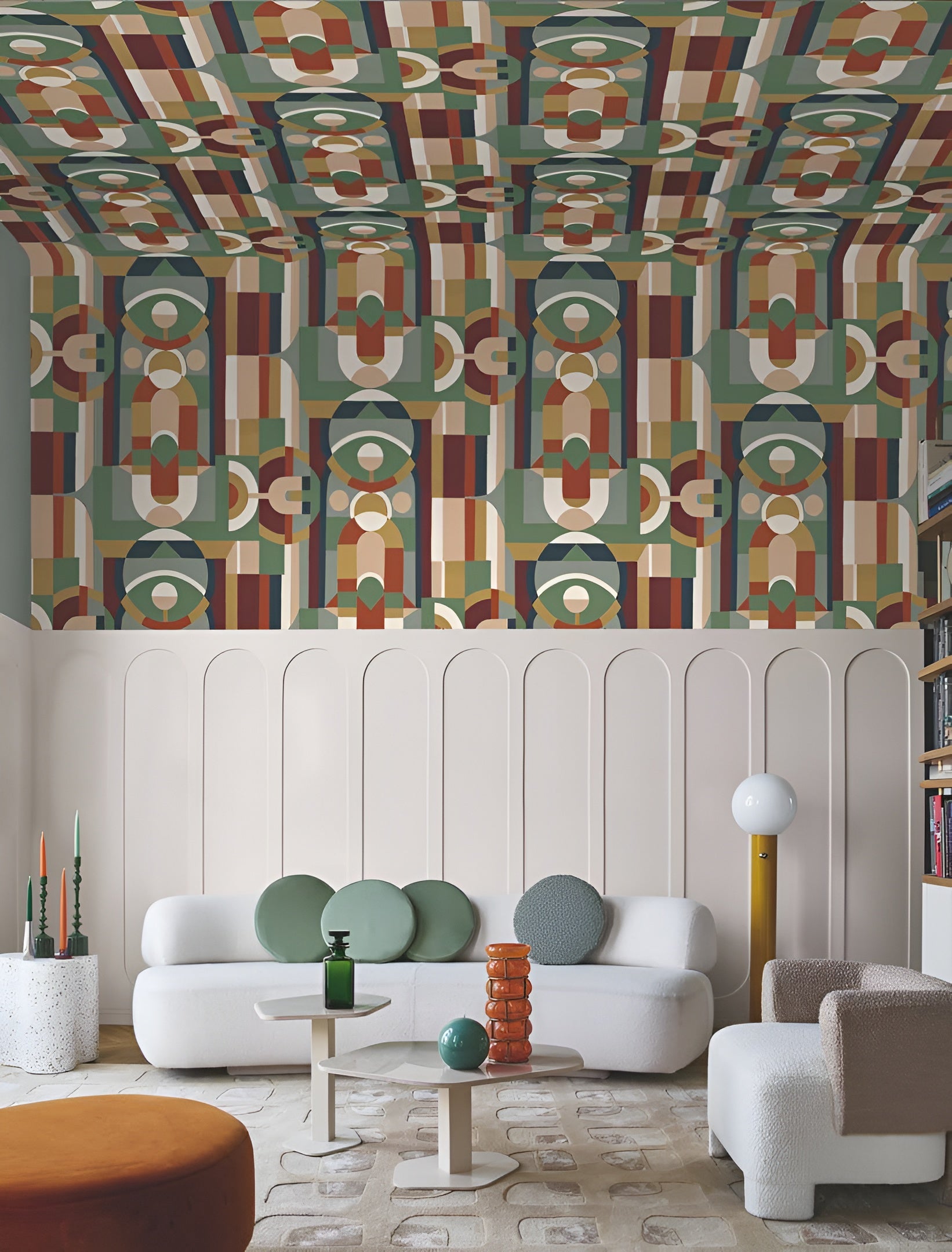 Stained Glass Geometric Pattern Wallpaper VITRAIL - MORDORÉ/ANTHRACITE Brown with Anthracite