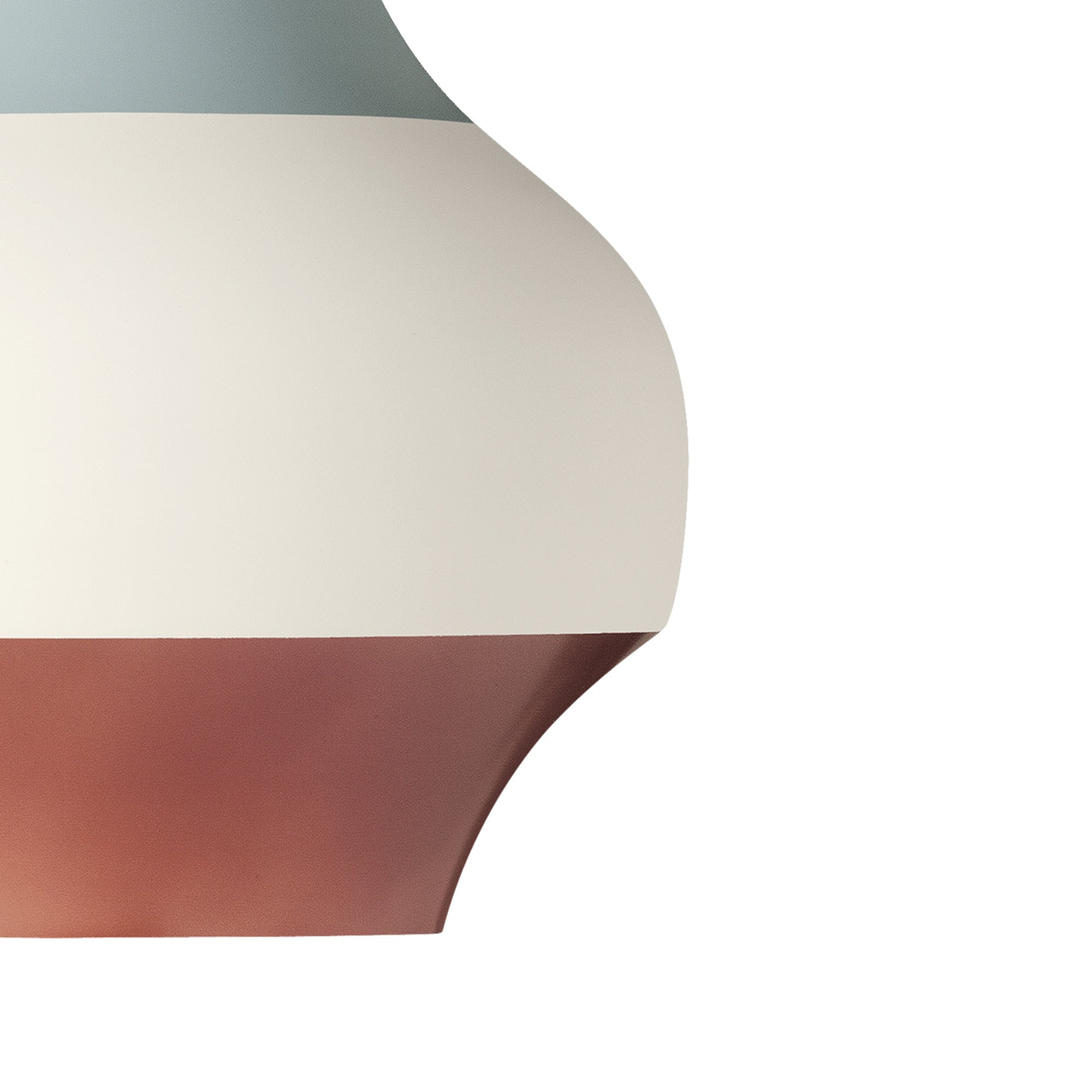 Pendelleuchte CIRQUE kupfer-weiß-blau mit gelbem Ende