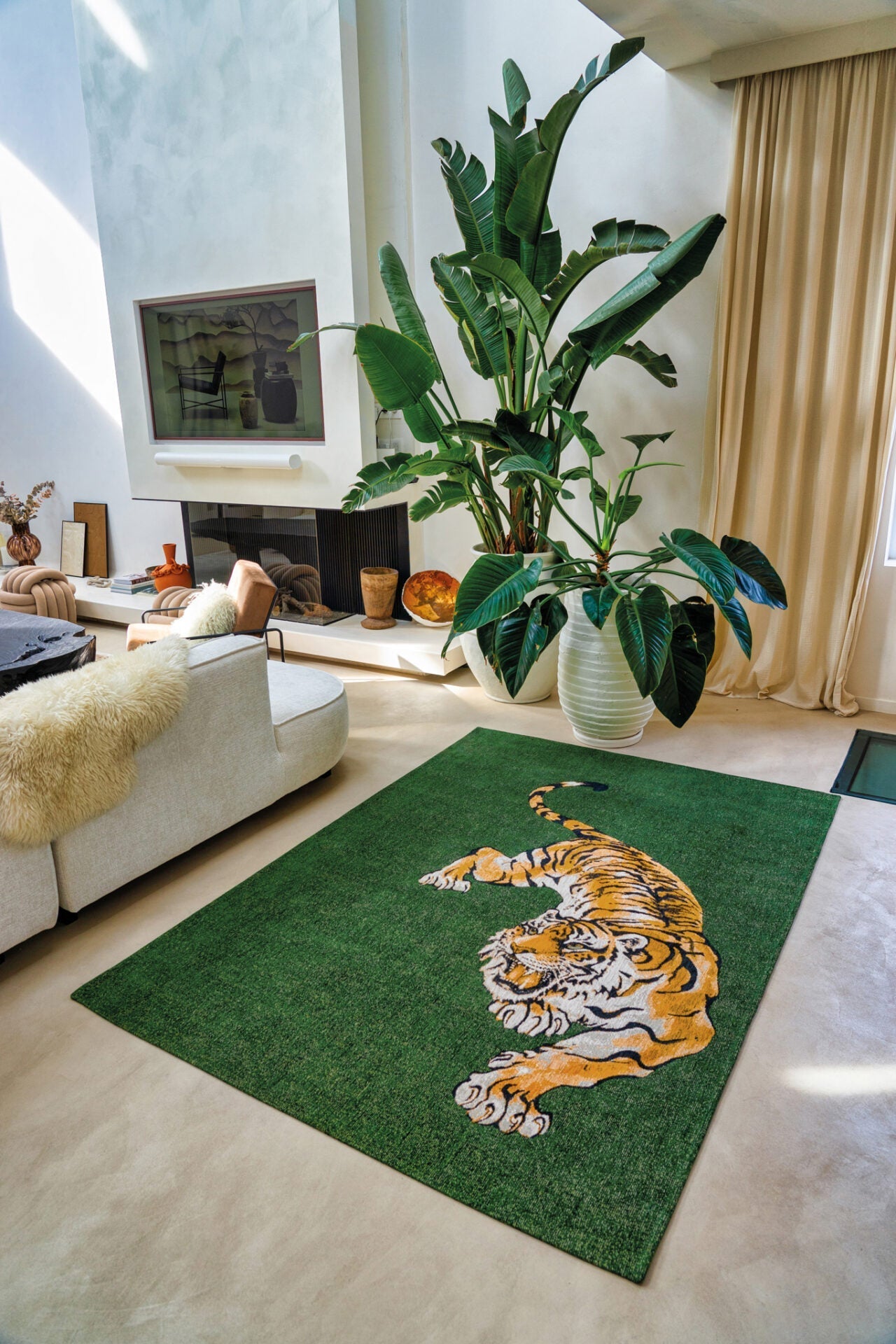 Pop Tiger Green on Fire Green rug