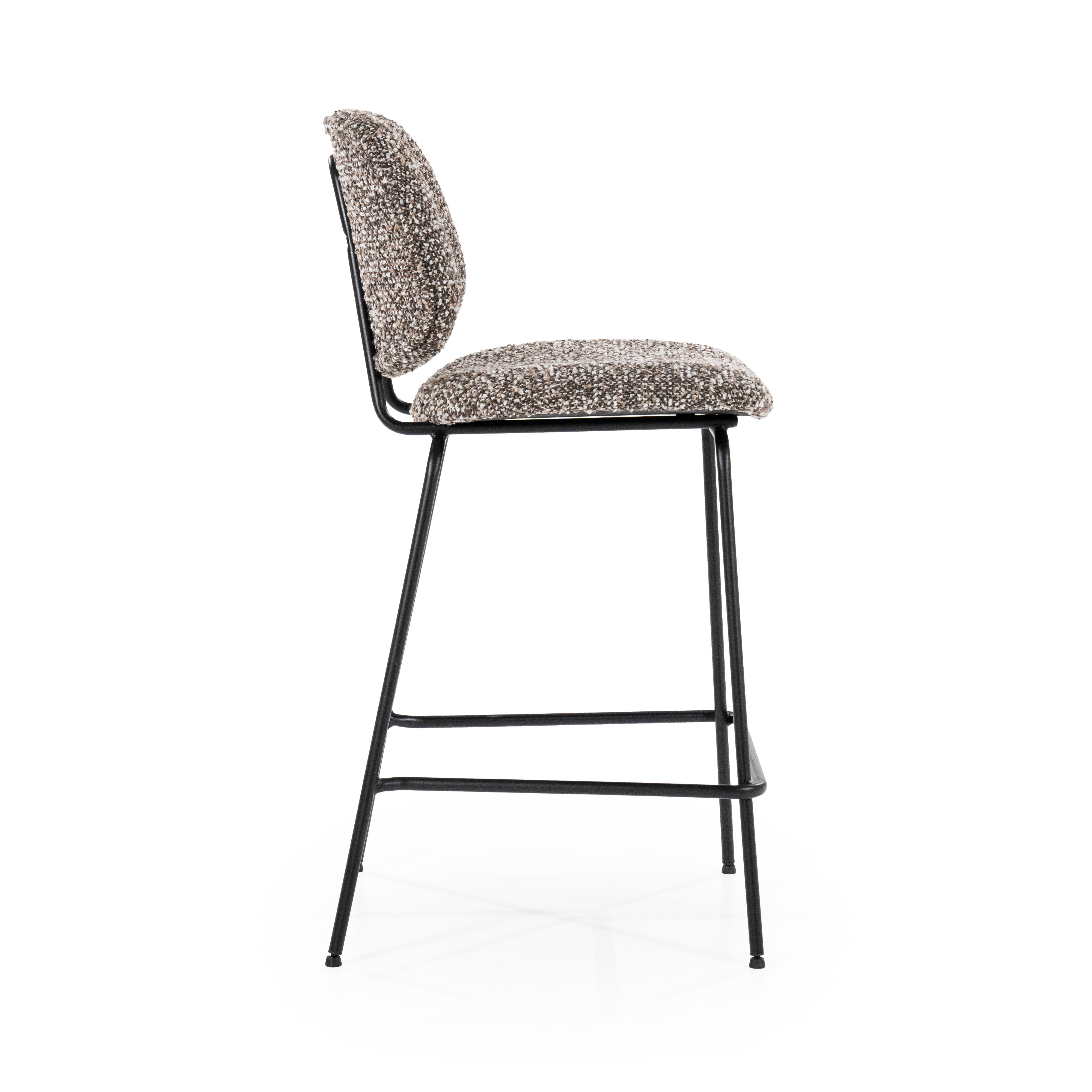 Hocker JON grau meliert mit schwarzem Fuß