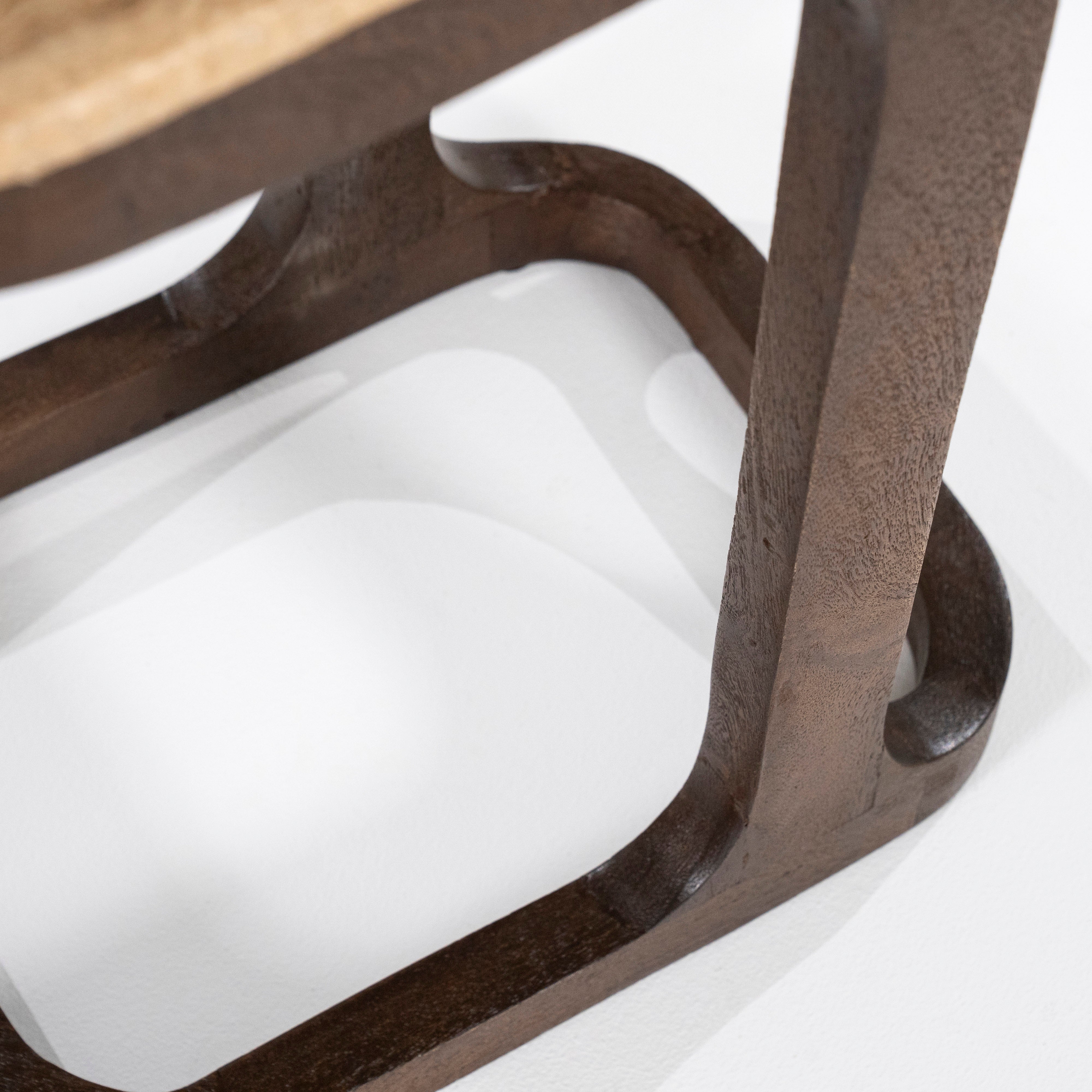 Beistelltisch TYLER aus Mangoholz mit Tischplatte aus Travertin