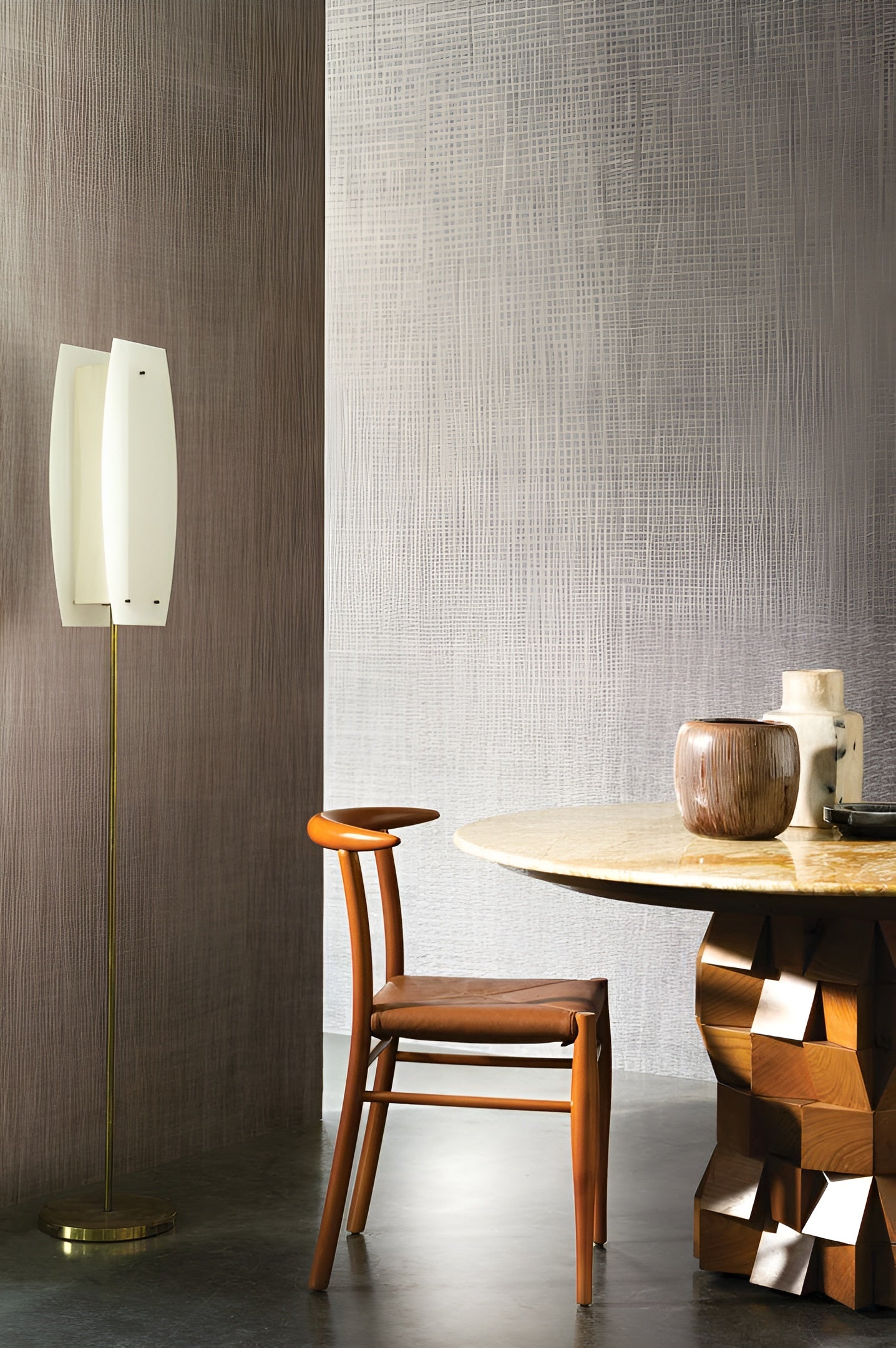 Textile wallpaper with a metallic structure HEMERA - SAND beige