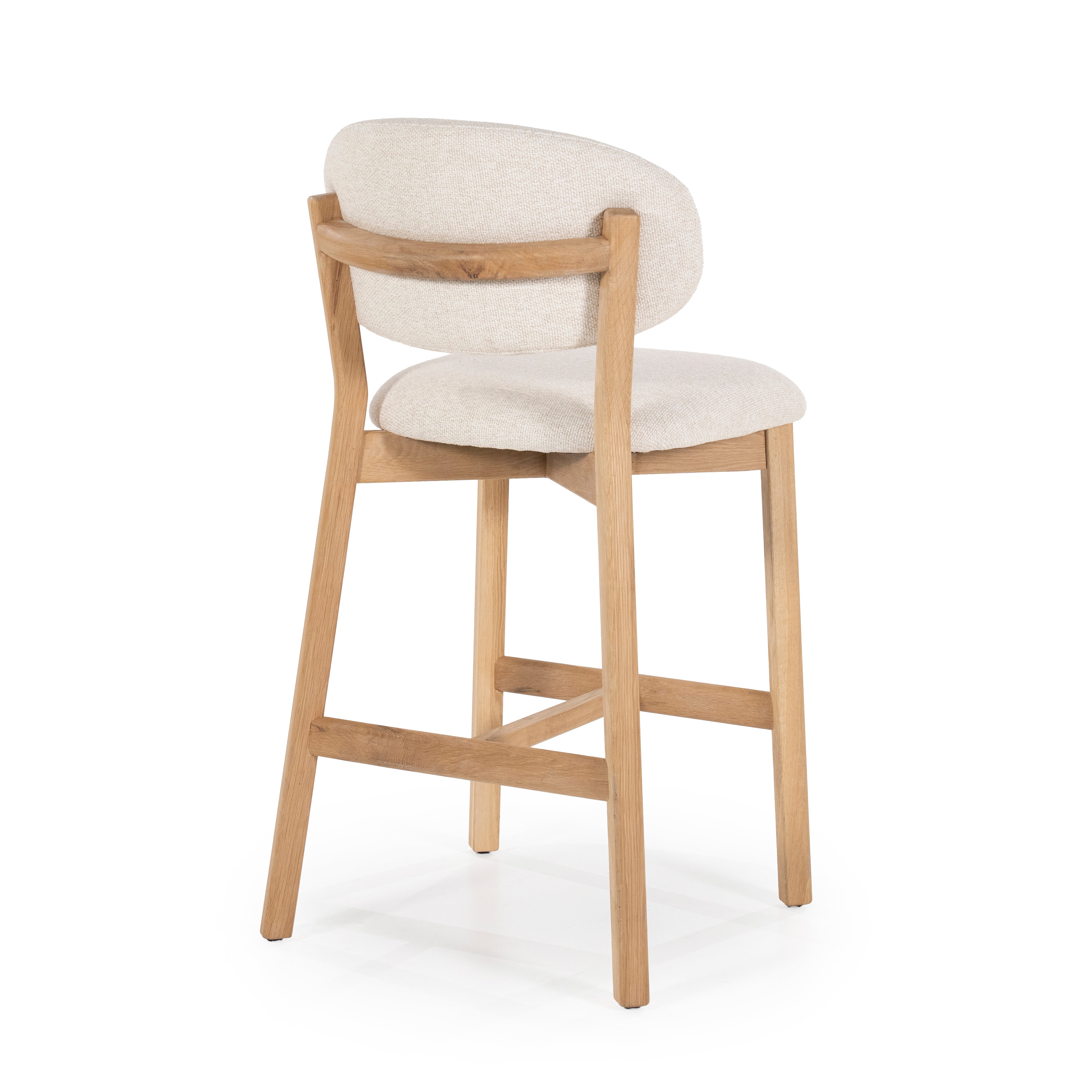 Hocker MIKKY beige mit Eichenbasis