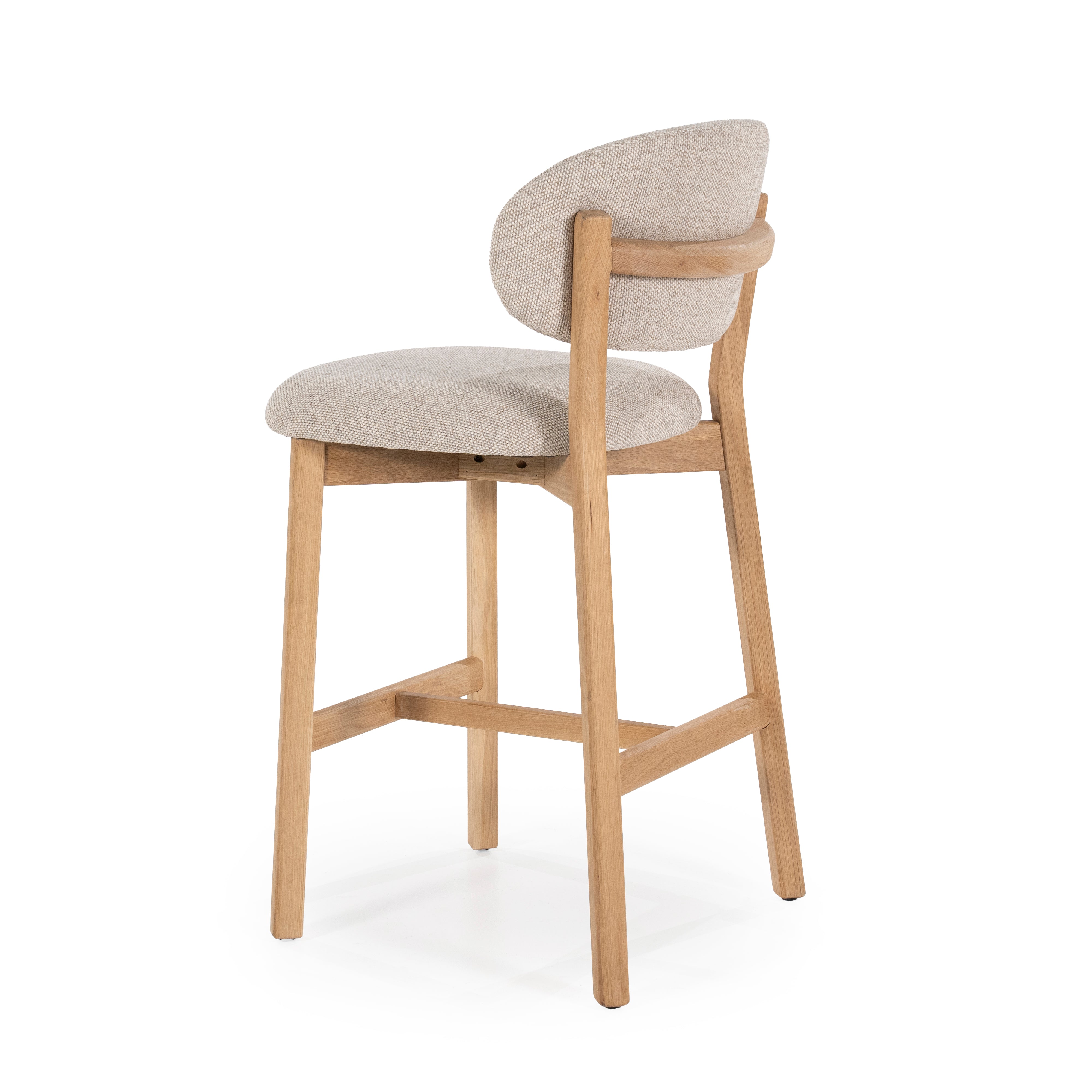 Hocker MIKKY taupe mit Eichenbasis