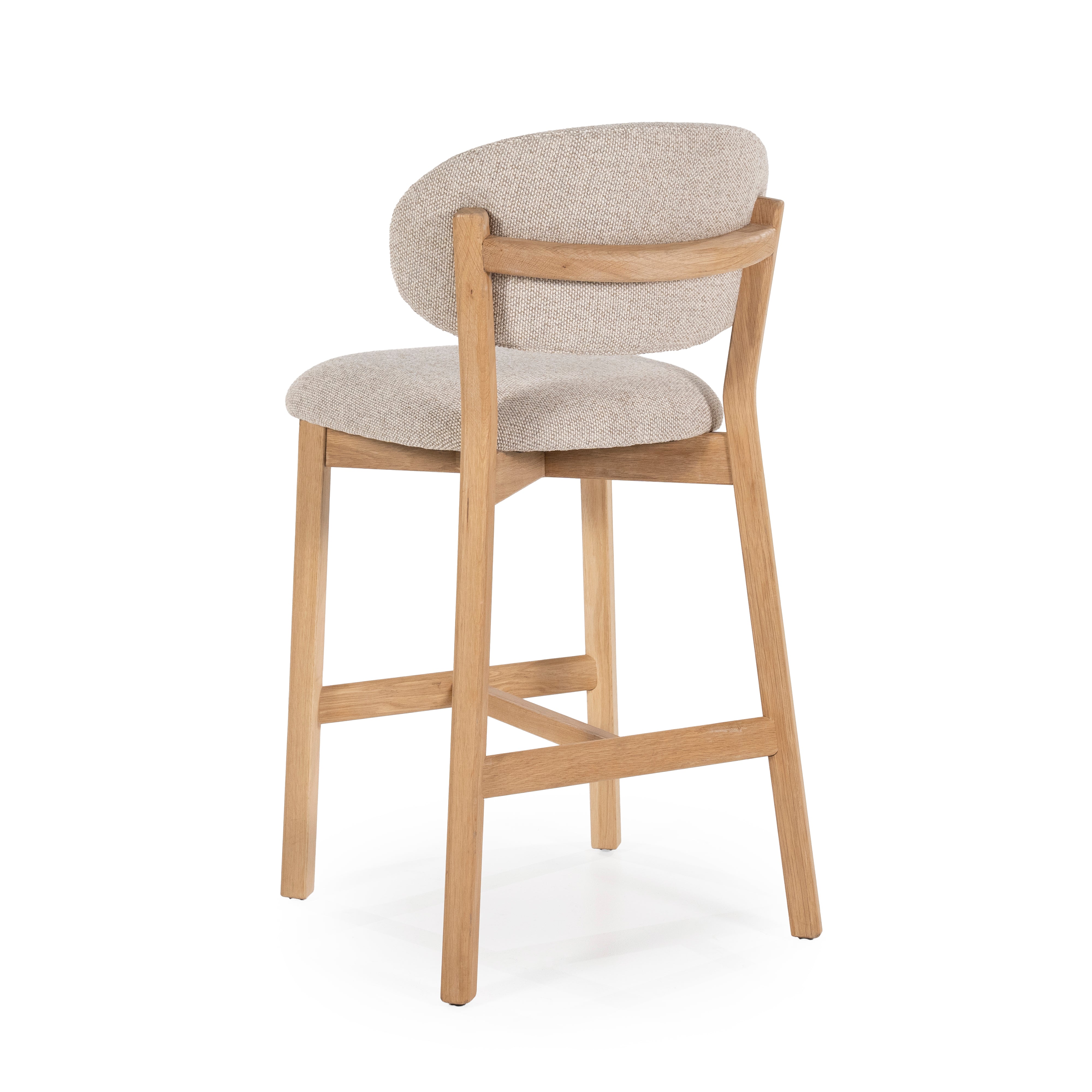 Hocker MIKKY taupe mit Eichenbasis