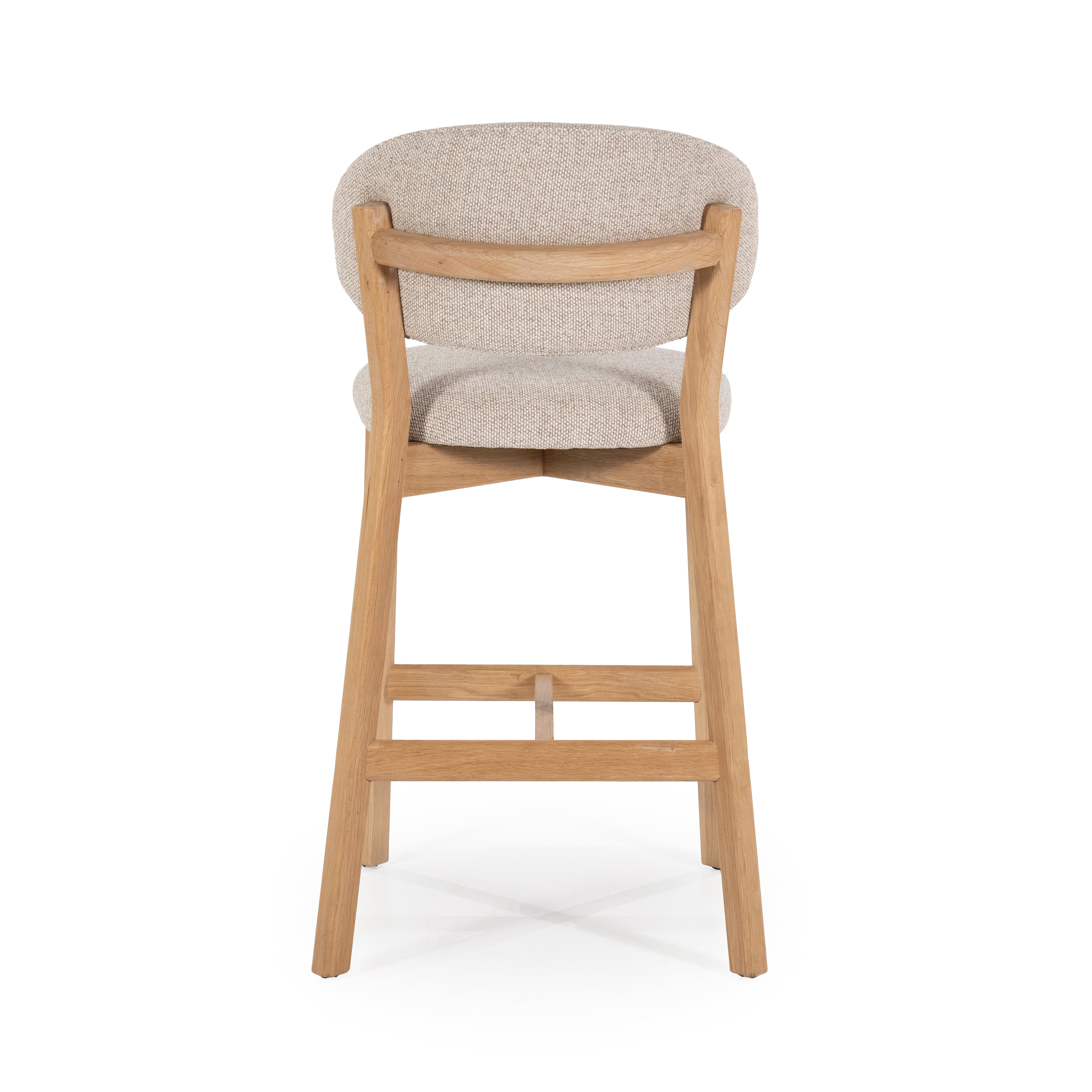 Hocker MIKKY taupe mit Eichenbasis