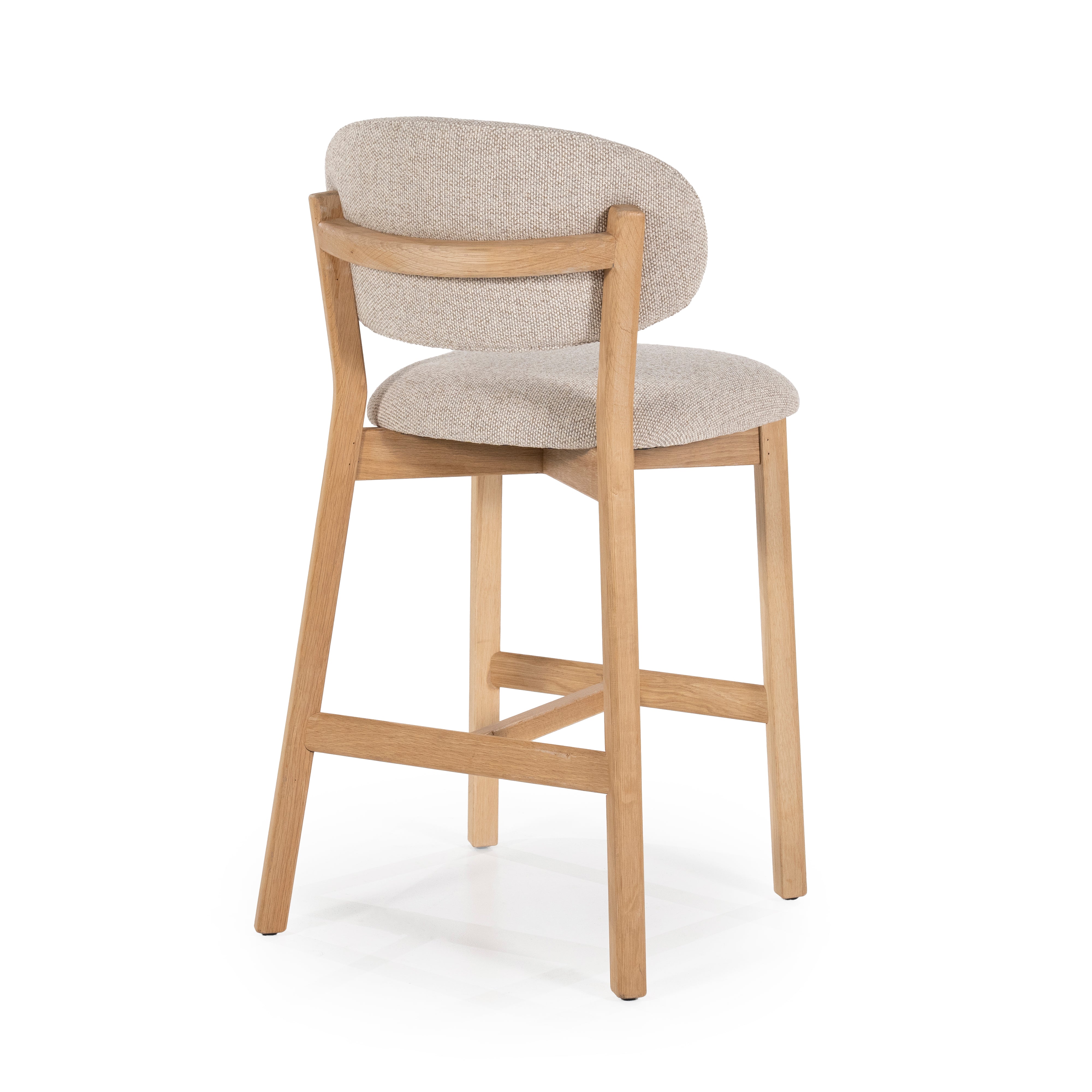 Hocker MIKKY taupe mit Eichenbasis