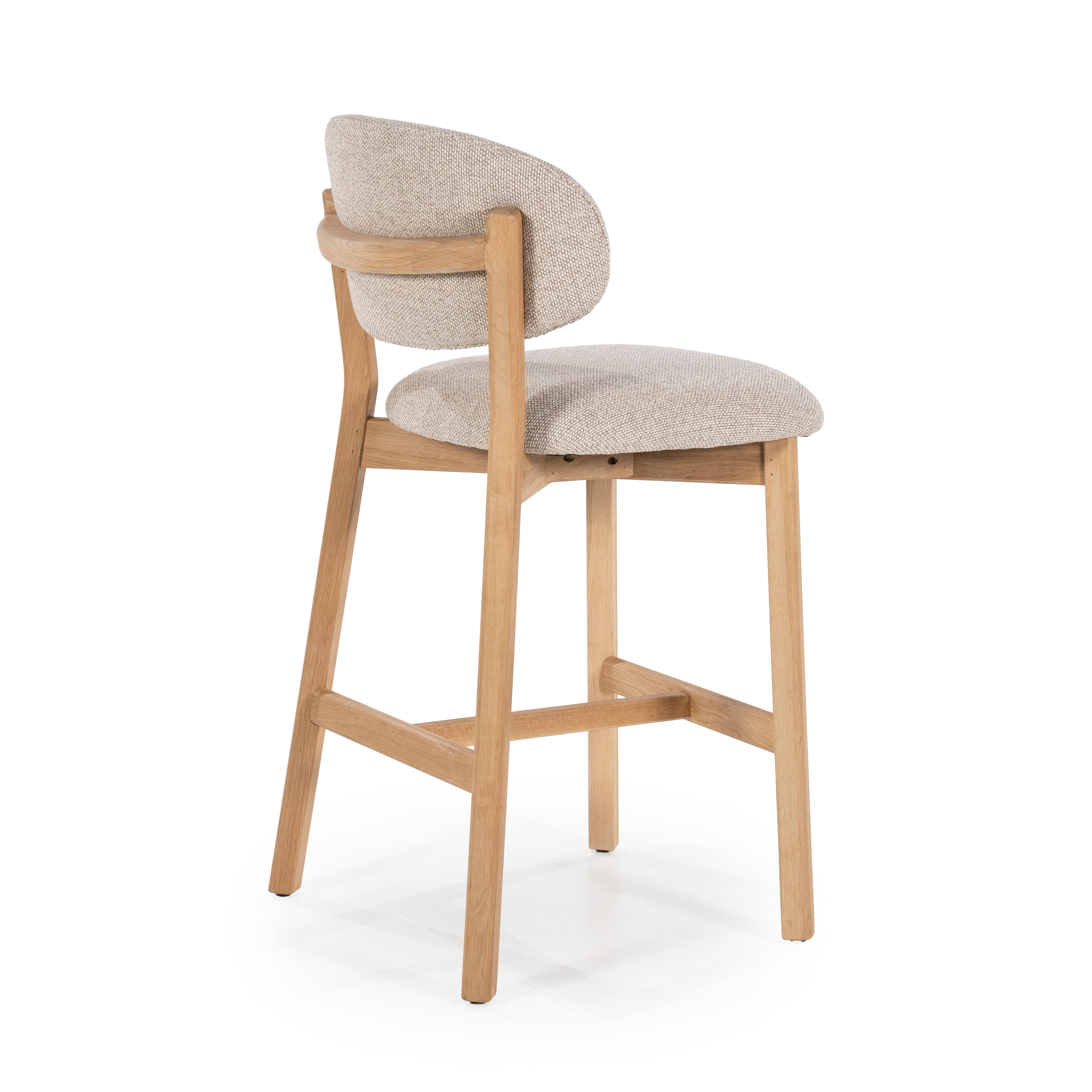 Hocker MIKKY taupe mit Eichenbasis