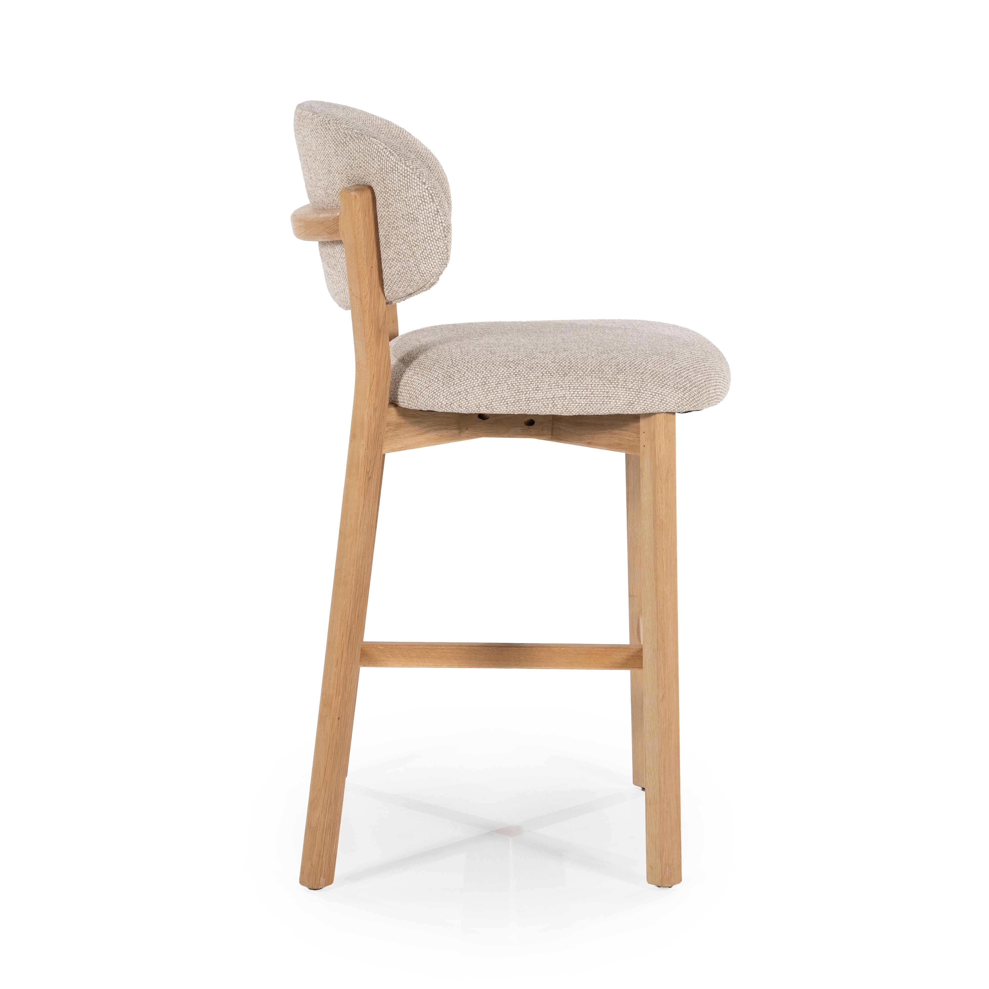 Hocker MIKKY taupe mit Eichenbasis