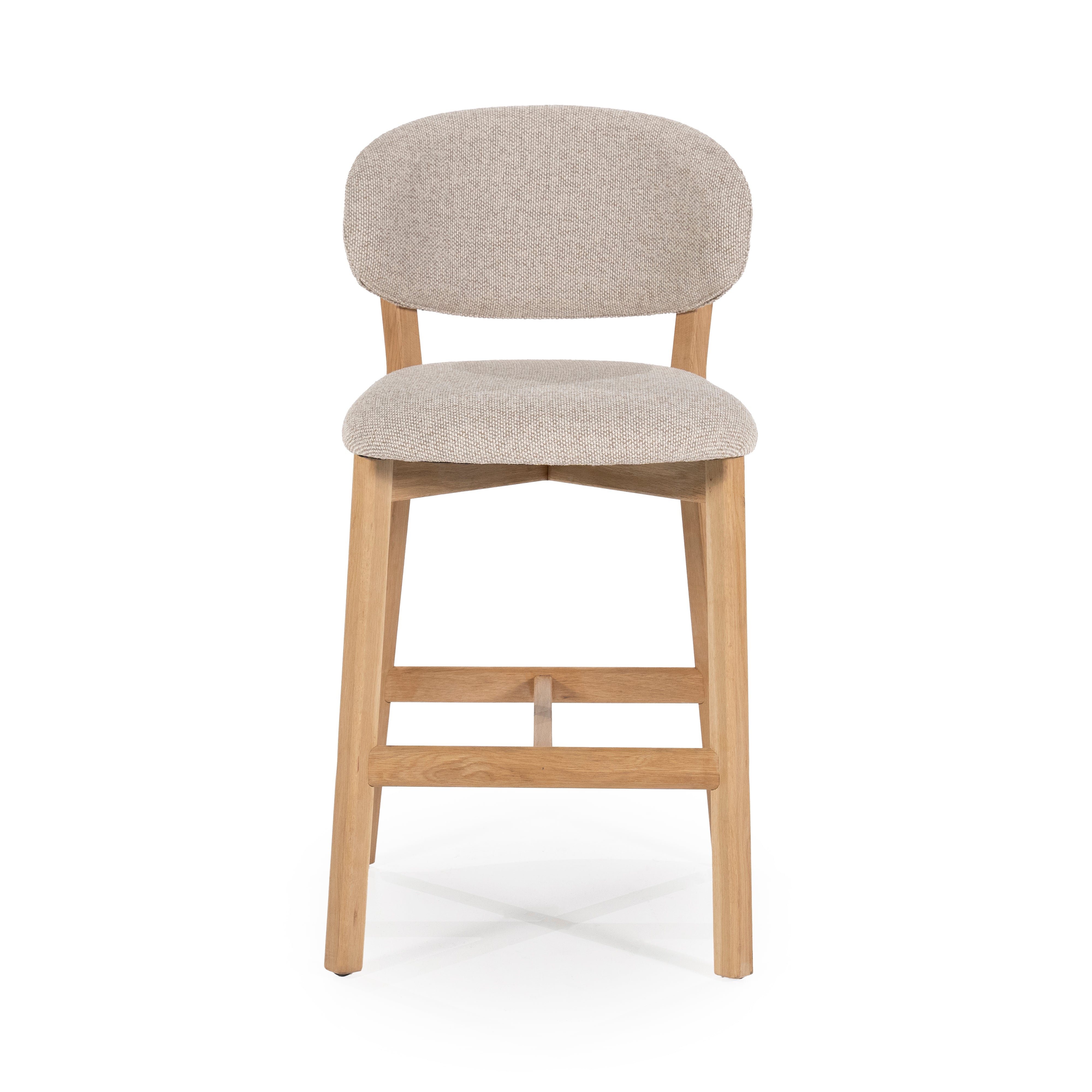 Hocker MIKKY taupe mit Eichenbasis