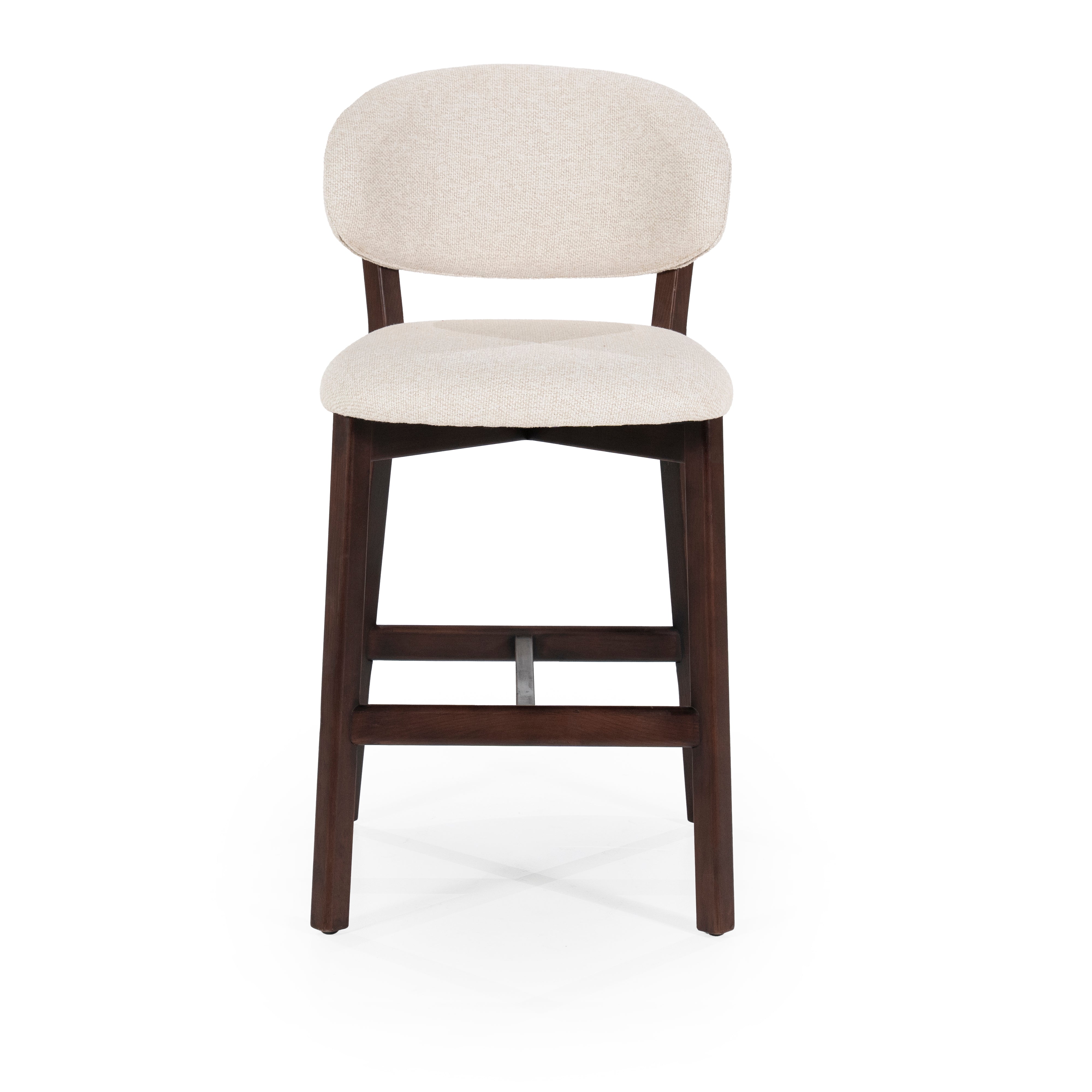 Hocker MIKKY beige mit dunklem Eichenfuß