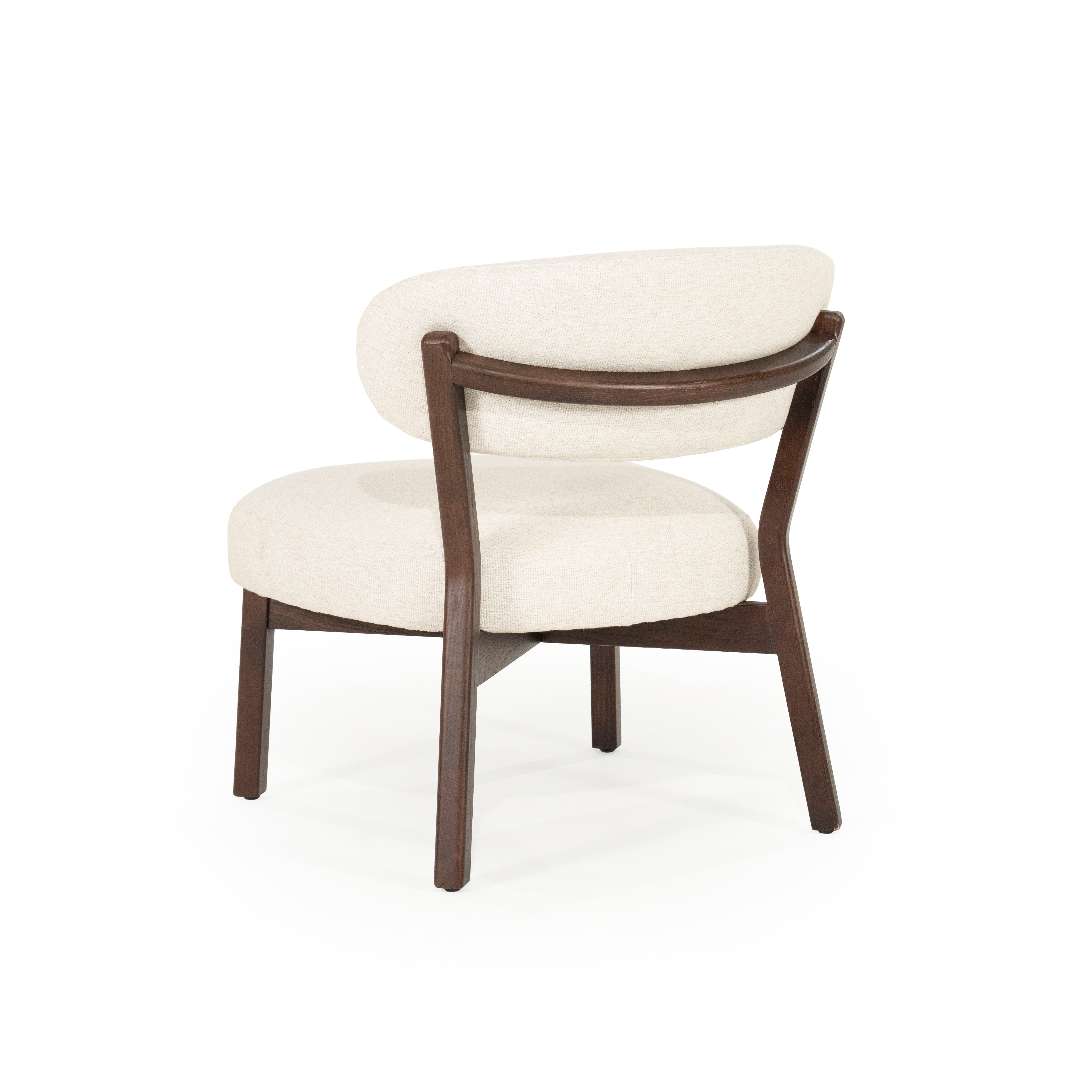 MIKKY Armchair in Light Beige with Dark Wooden Base