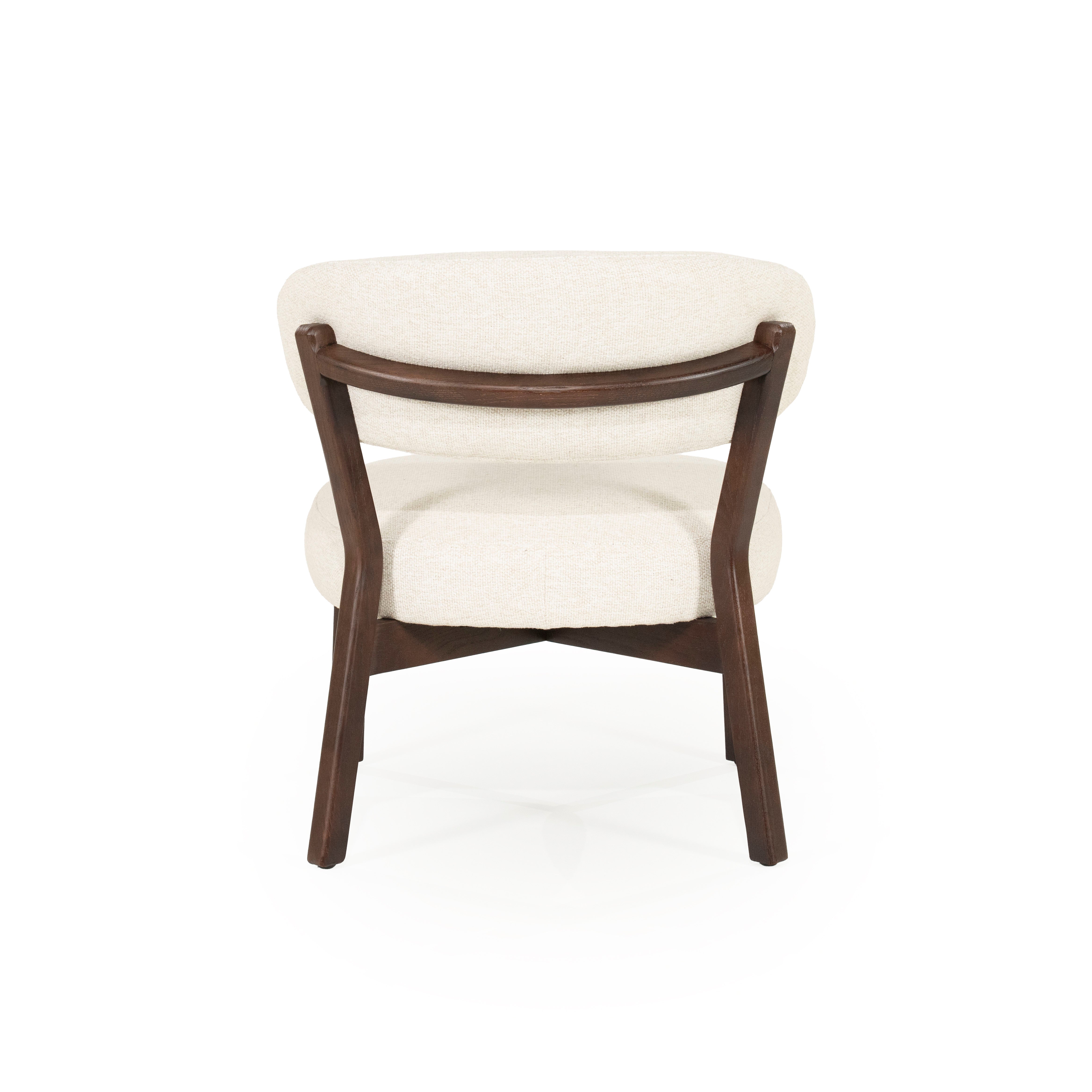 MIKKY Armchair in Light Beige with Dark Wooden Base
