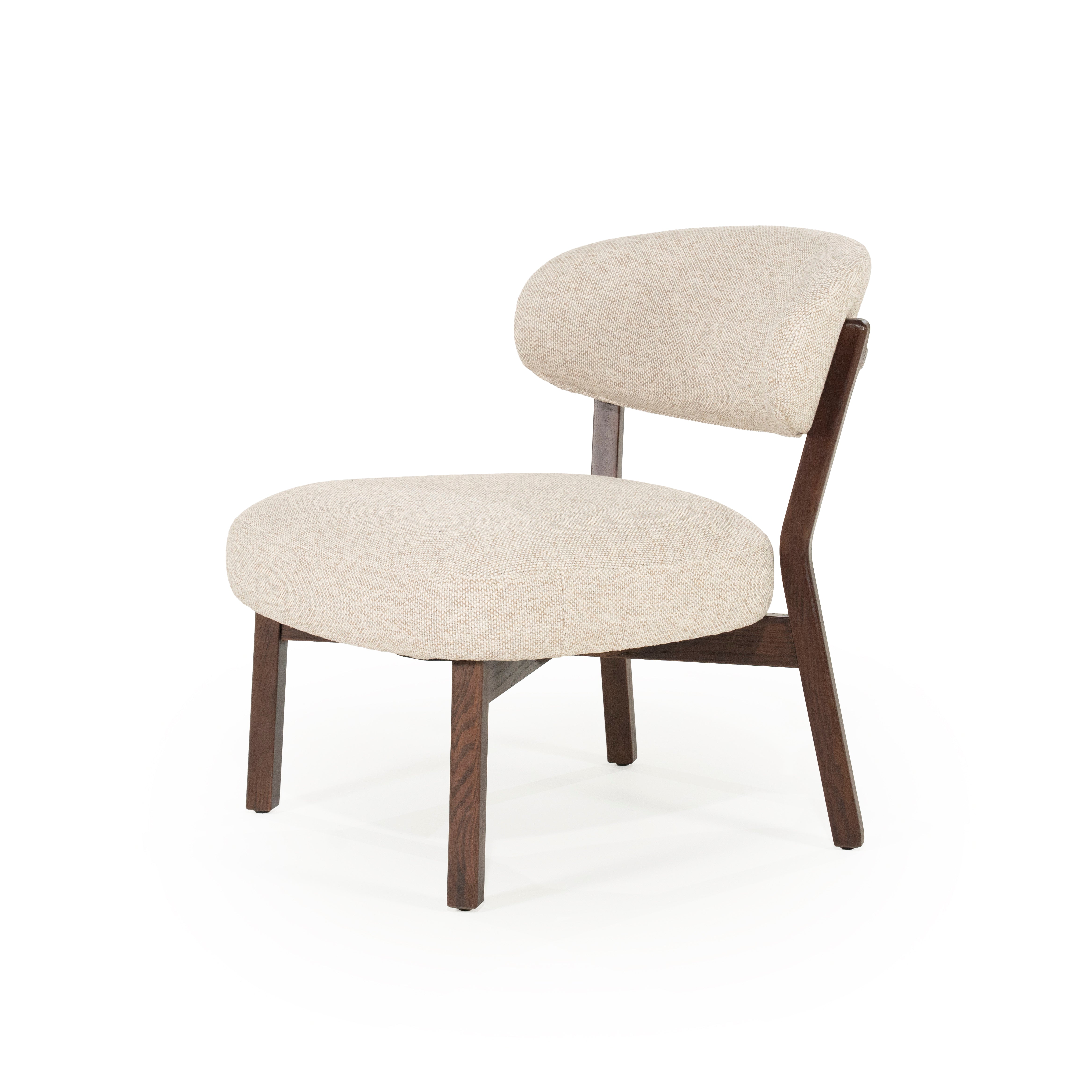 MIKKY Beige Armchair with Dark Wooden Base