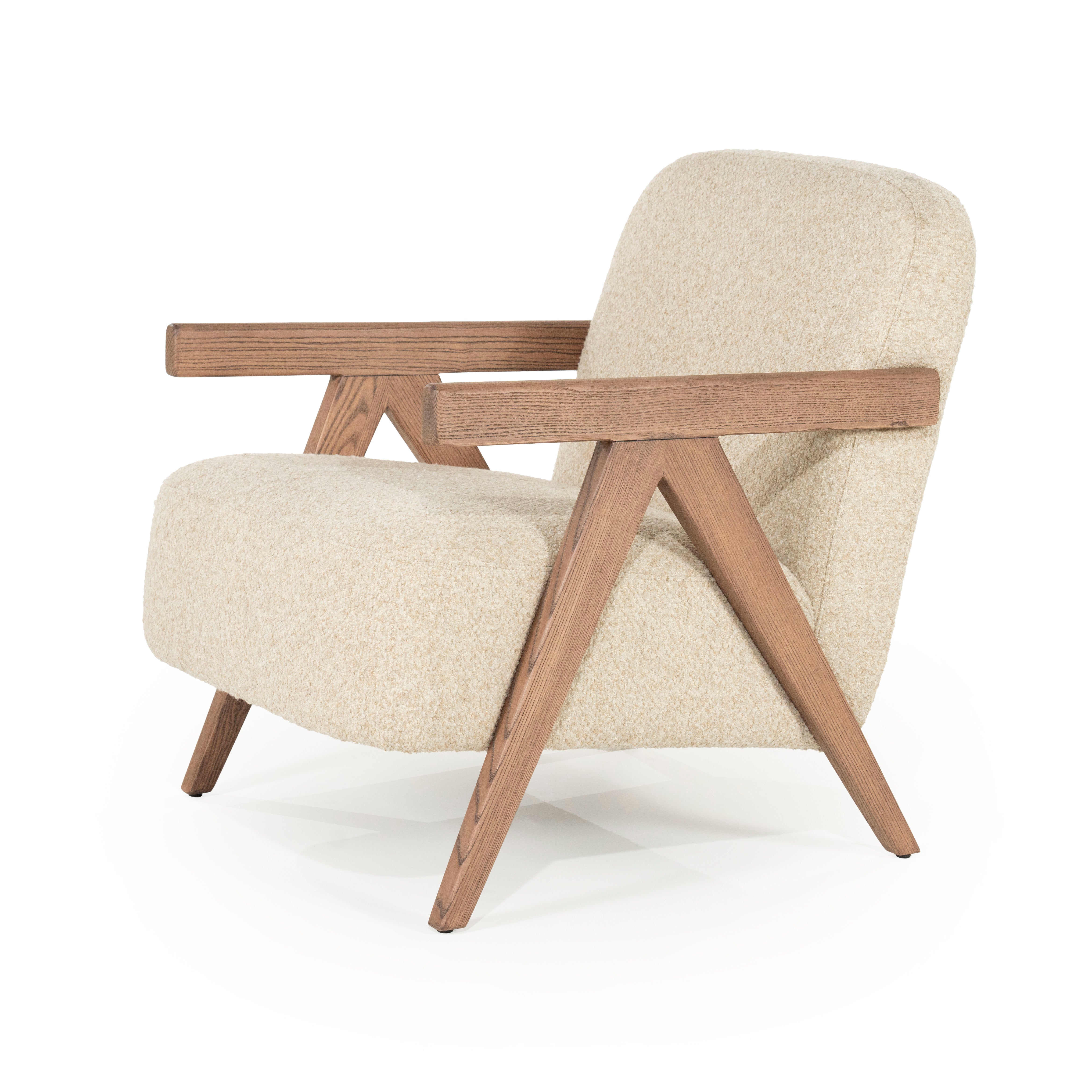 Sessel FRANCIS beige mit Holzgestell