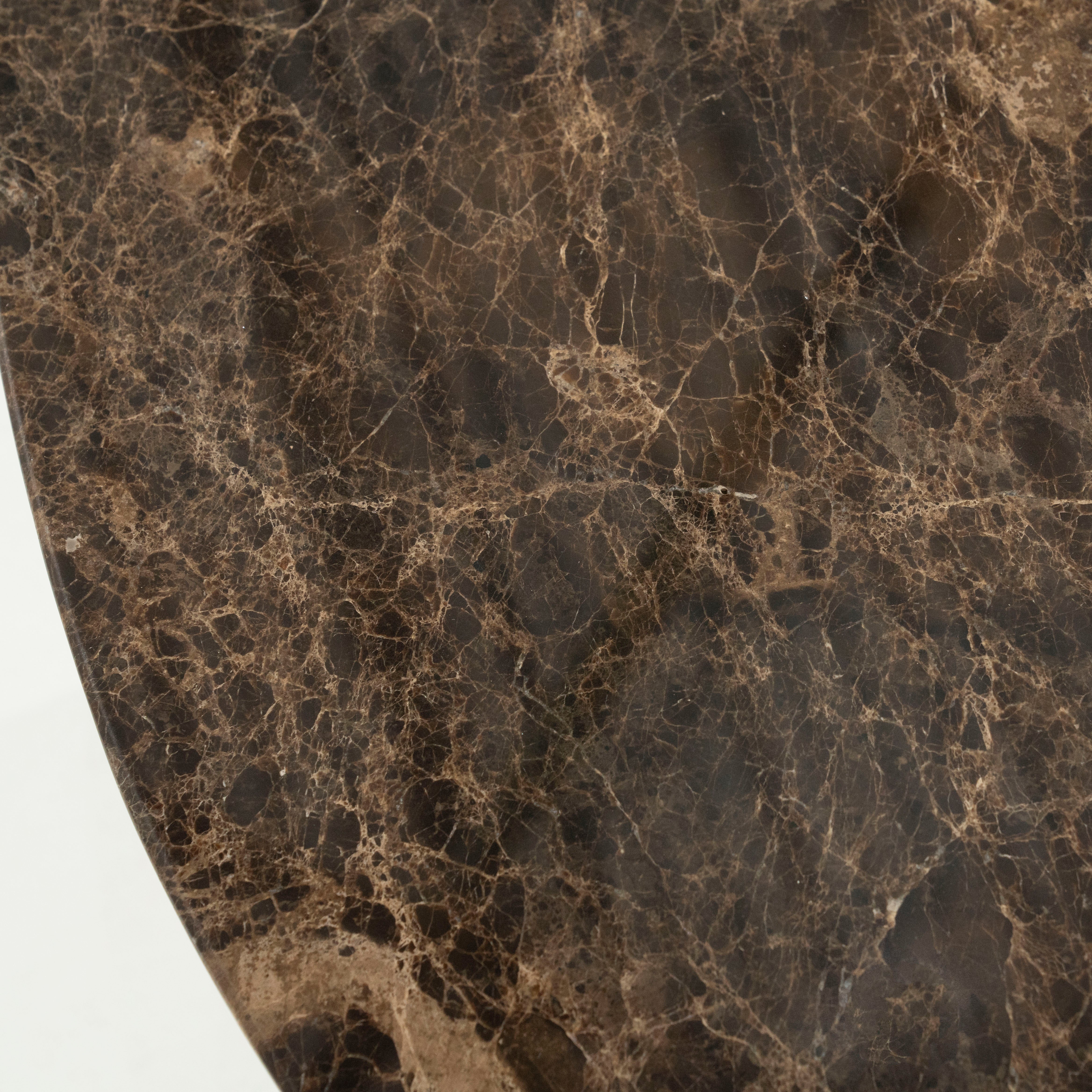 Couchtisch BRADLEY dunkelbrauner Marmor mit Holzgestell