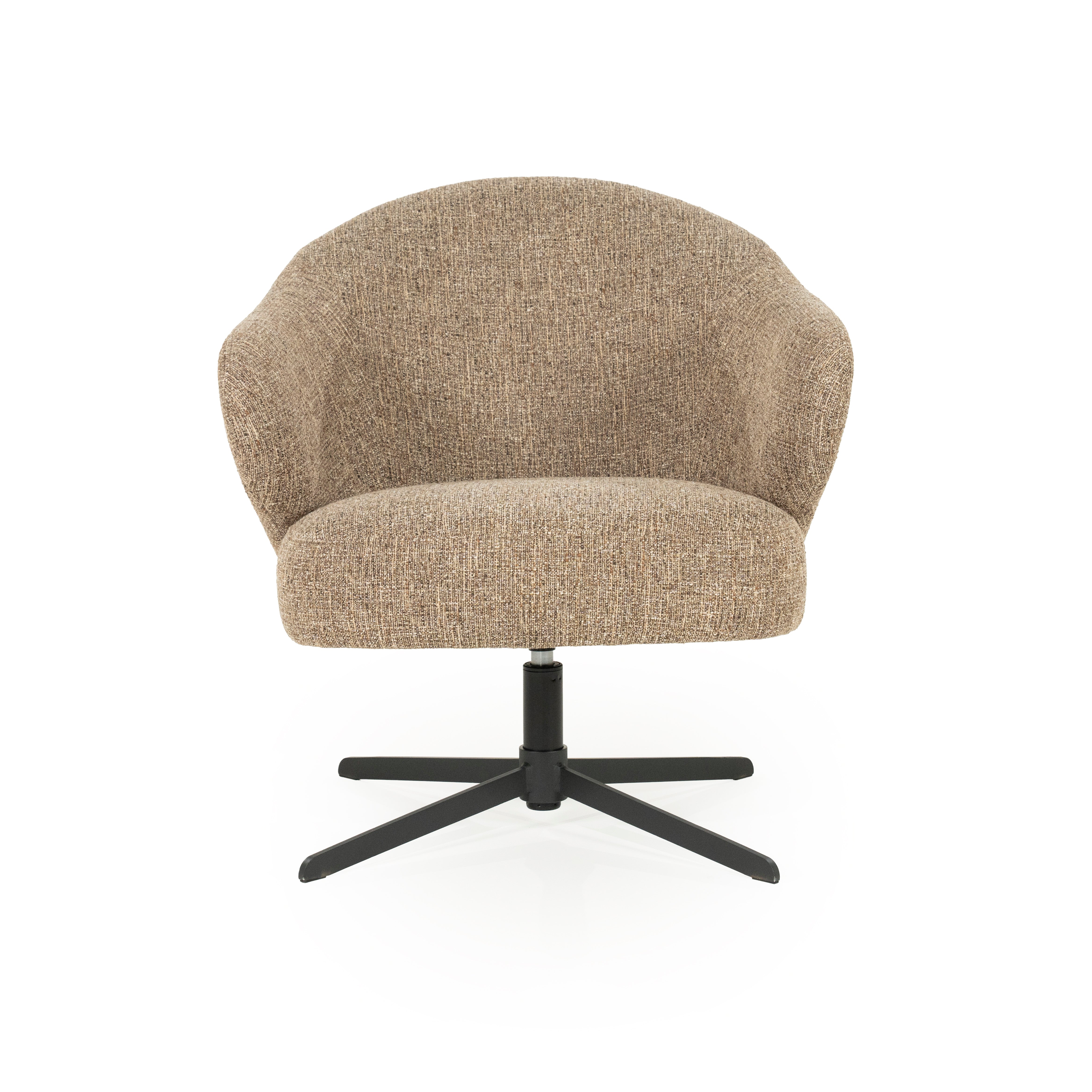 CONNOR brown swivel armchair with black base