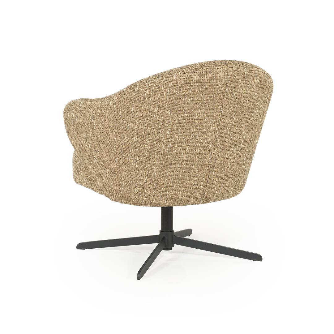 CONNOR swivel armchair mustard brown with black base