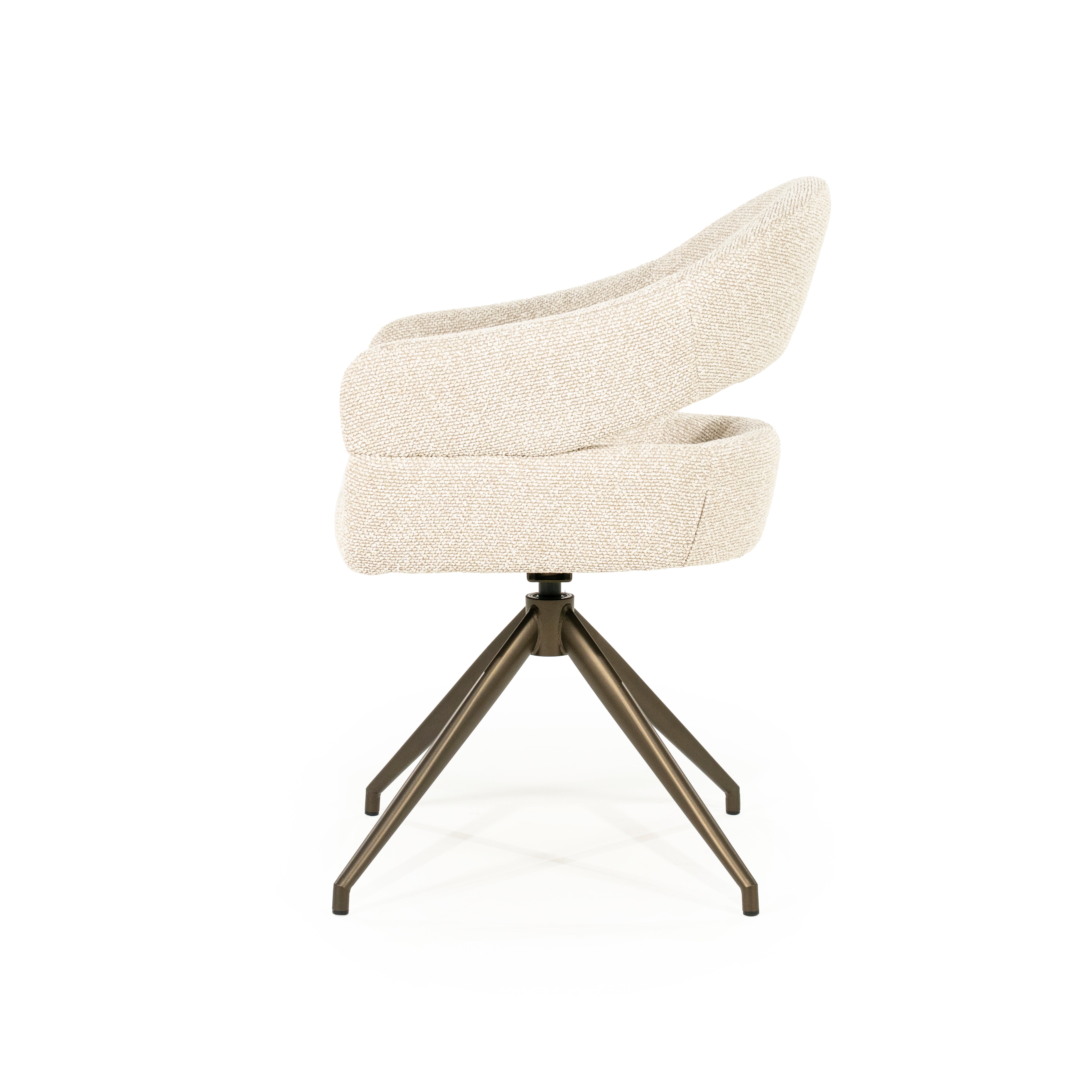 HAILEY beige swivel chair with dark brown base