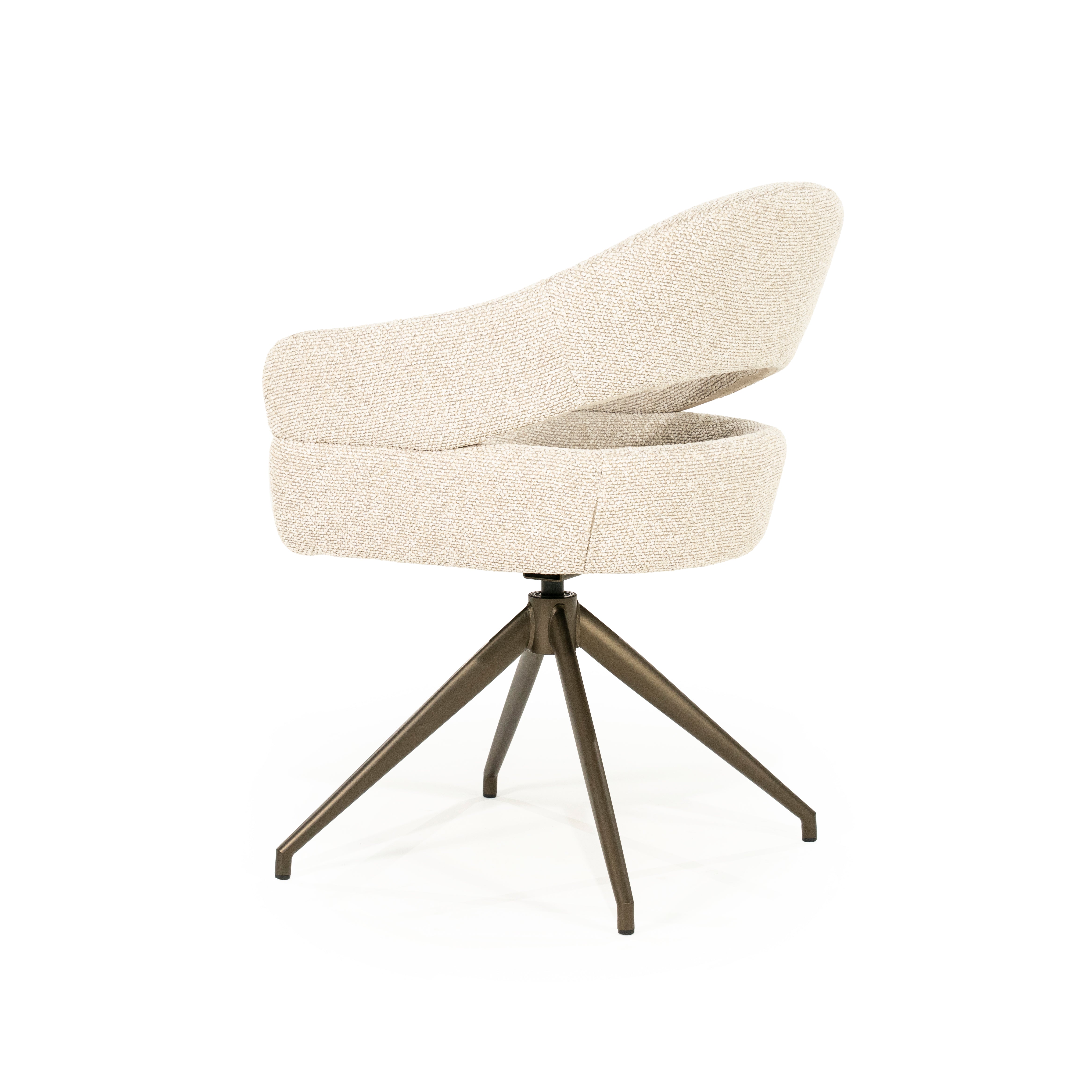 HAILEY beige swivel chair with dark brown base