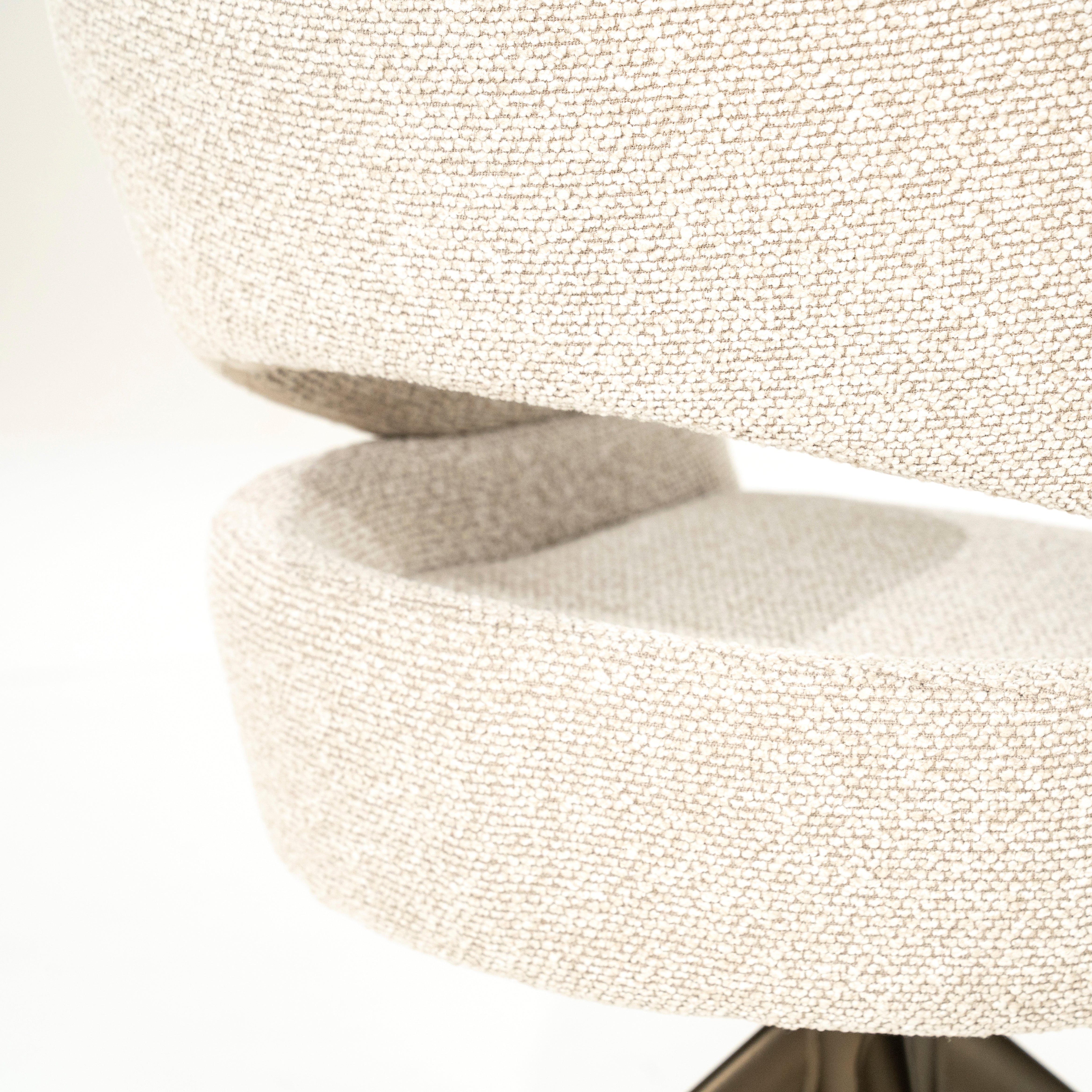HAILEY beige swivel chair with dark brown base