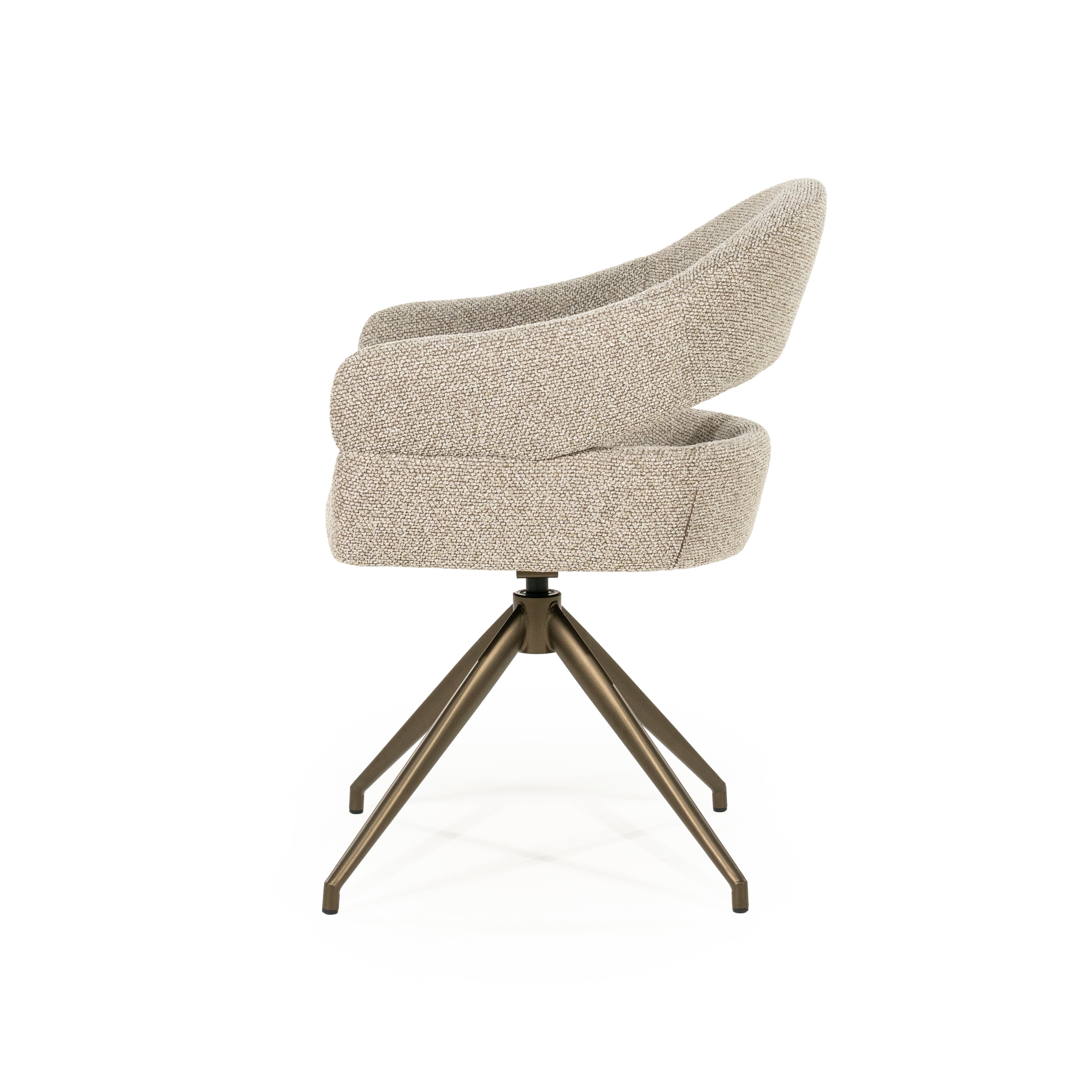 HAILEY taupe swivel chair with dark brown base