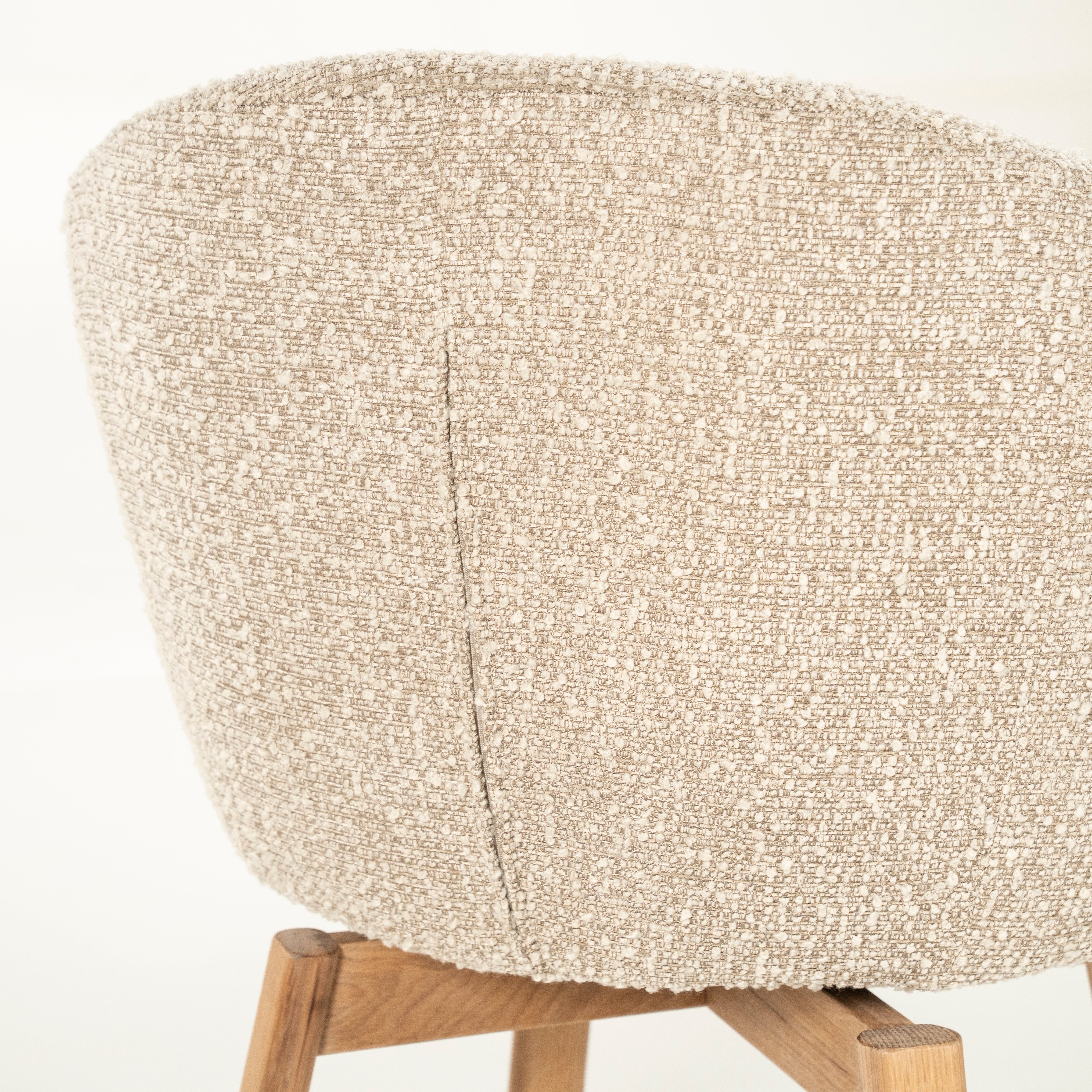LIVIA swivel chair beige with wooden base