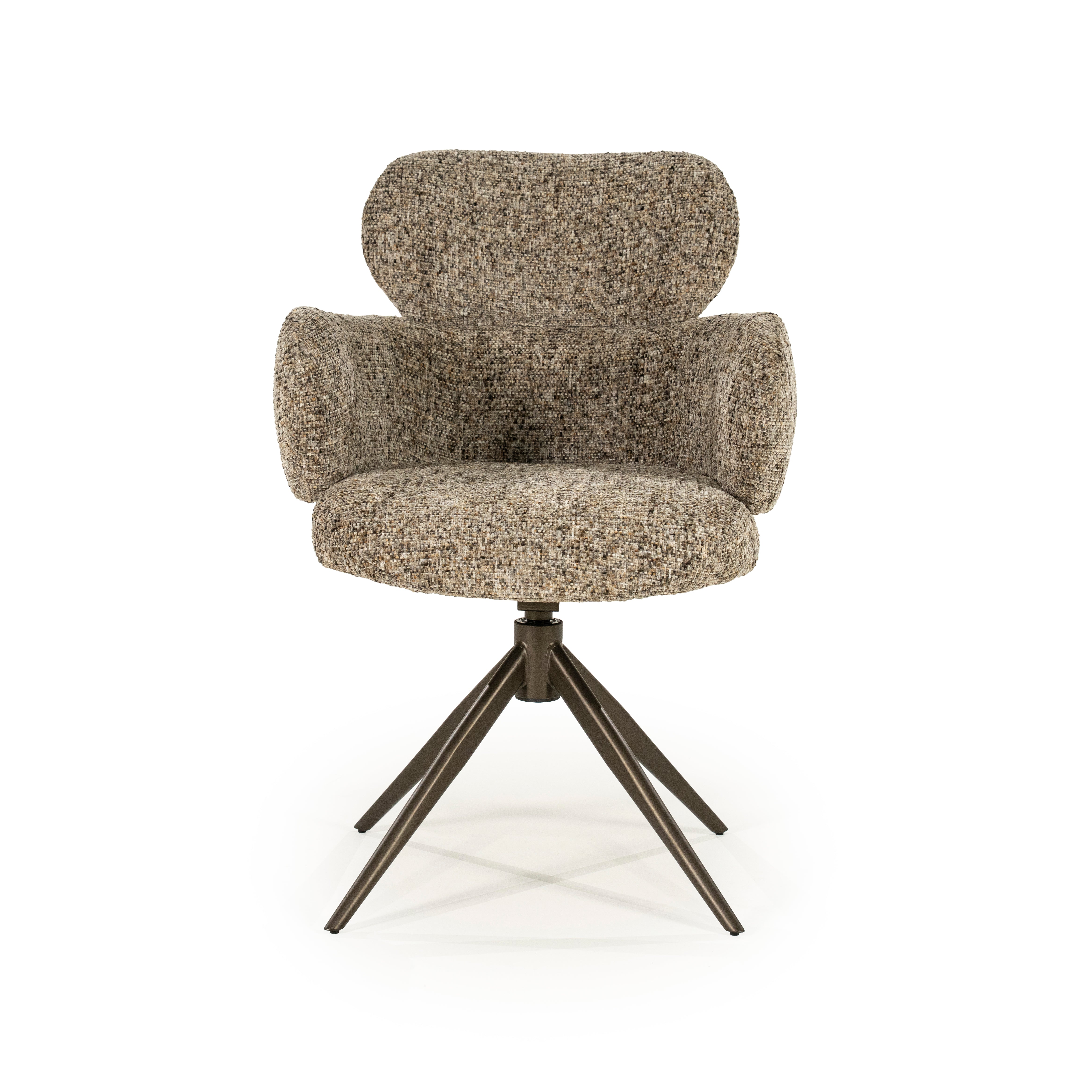DARCIO swivel chair gray-brown mélange with dark brown base