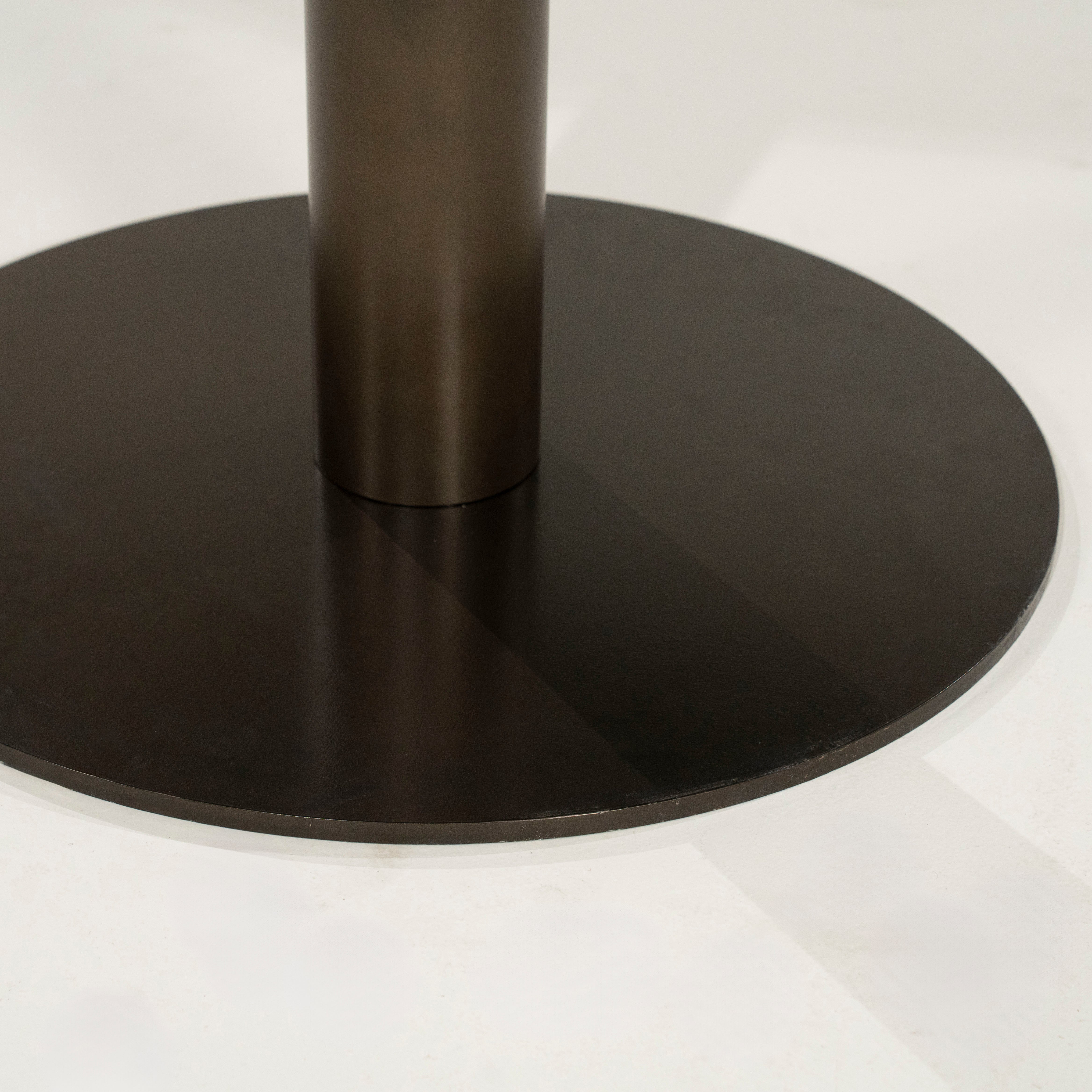 Round Table LUIGI Brown Marble with Metal Base