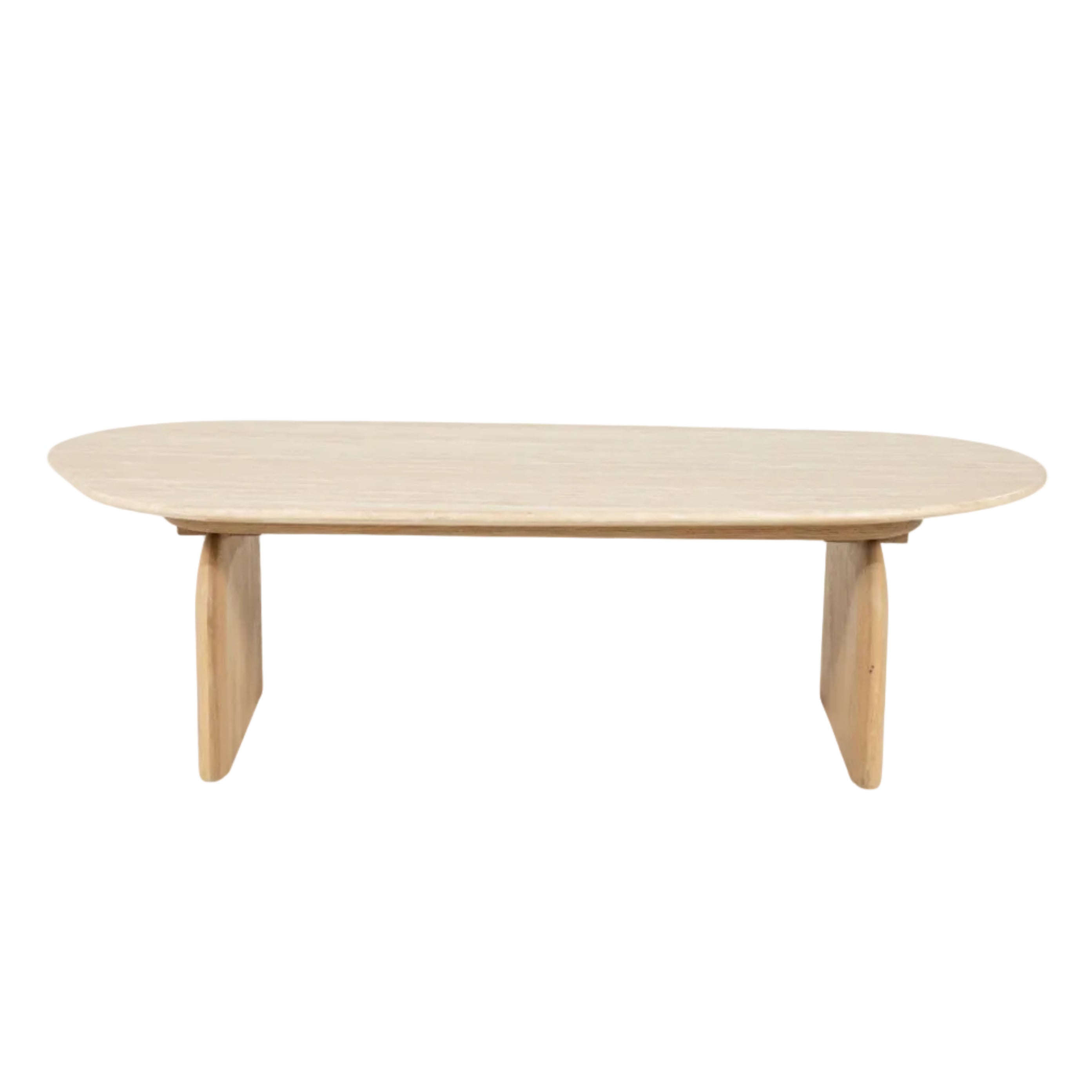 LOVA coffee table in travertine with an oak base