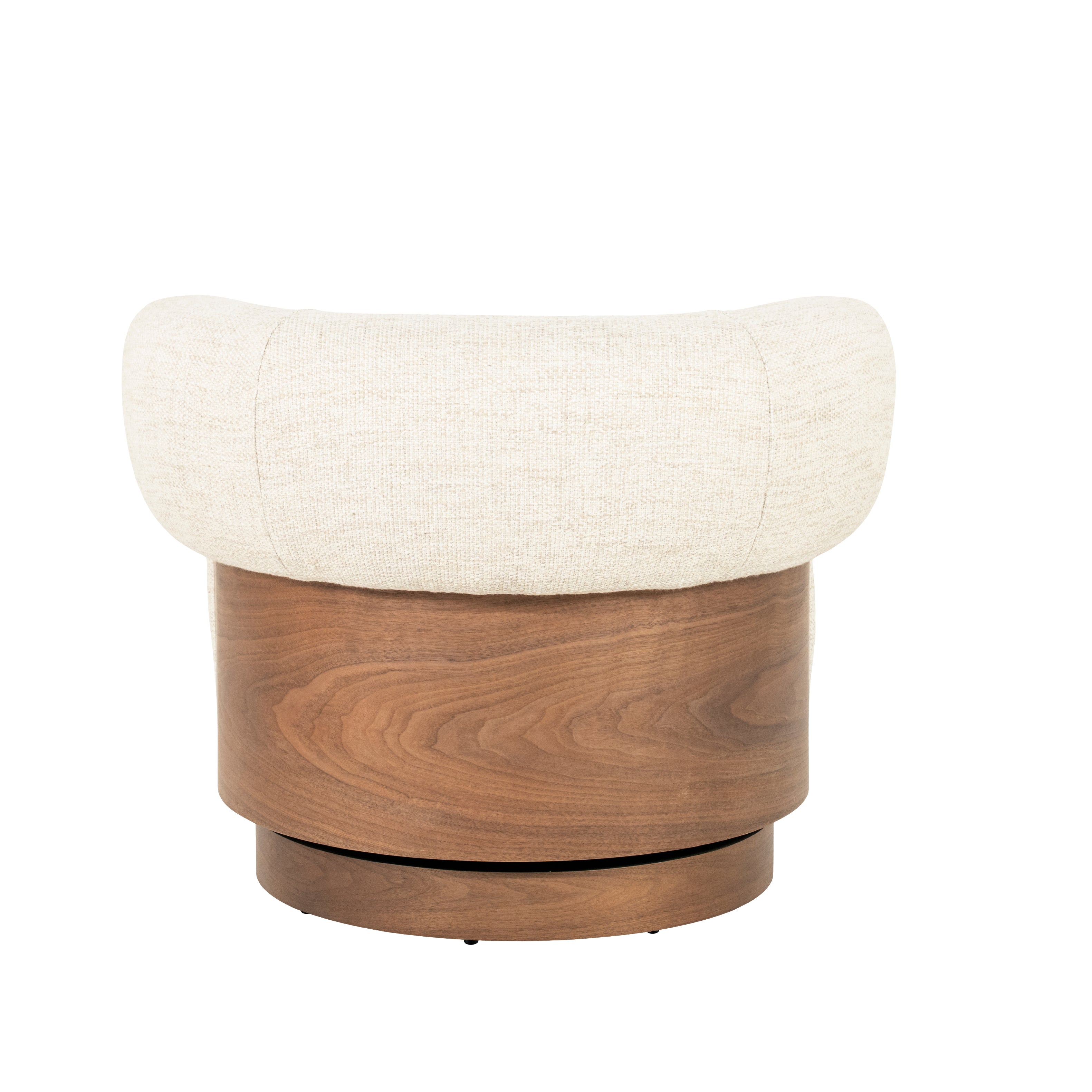 Beige swivel armchair NILA with a wooden frame