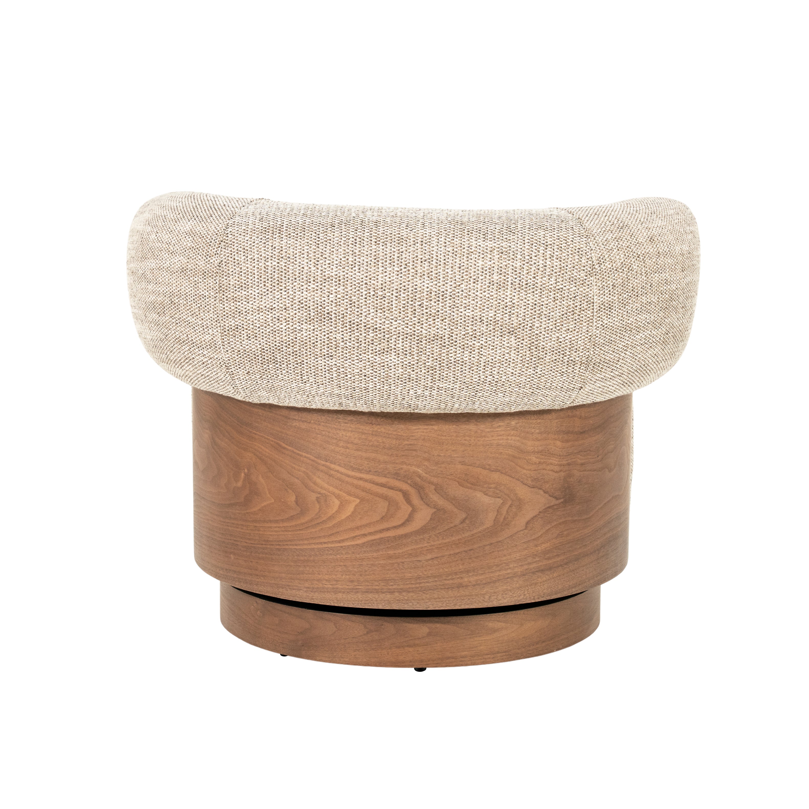 NILA taupe swivel armchair with a wooden frame