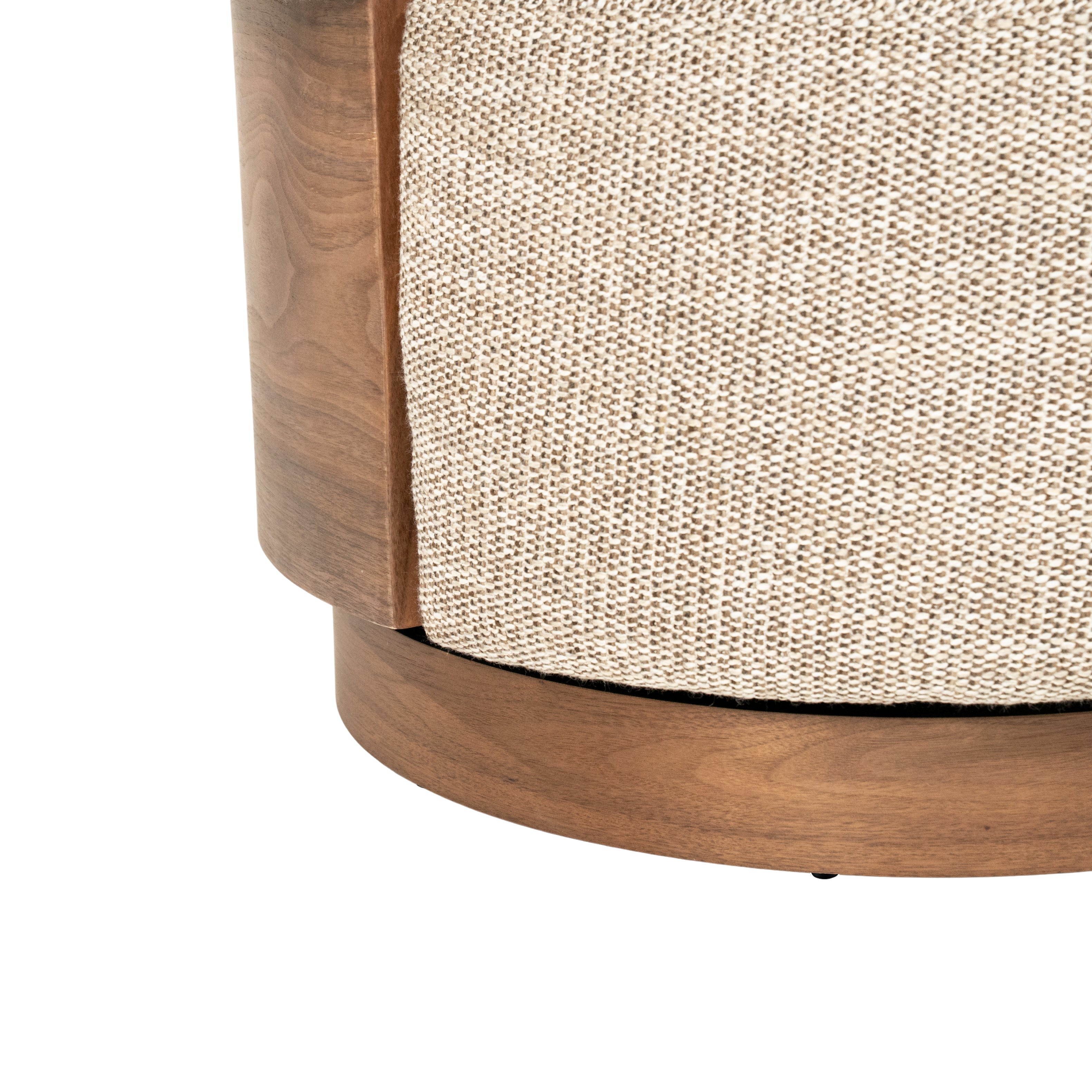 NILA taupe swivel armchair with a wooden frame