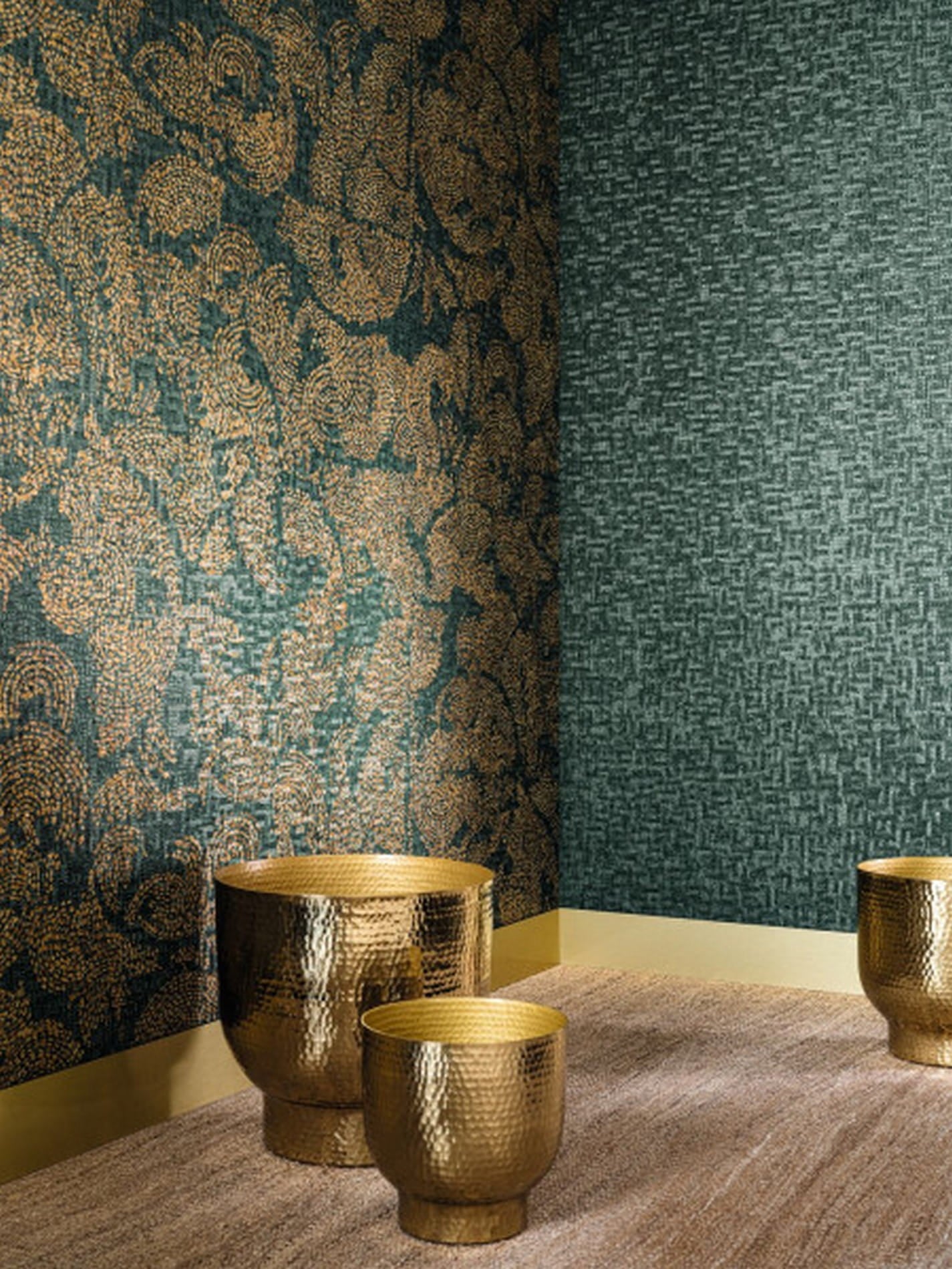 Structural wallpaper imitating mosaic TESSELA - NOIR black