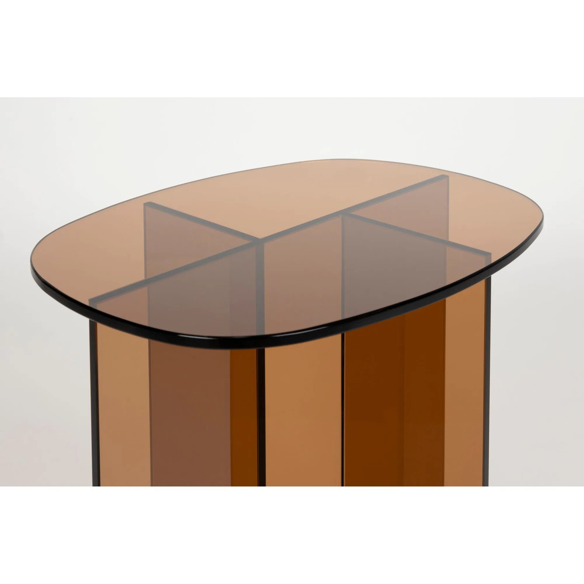 LINEA Side Table with Brown Glass