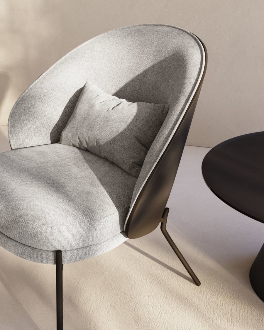 Eama light gray chair with black finish