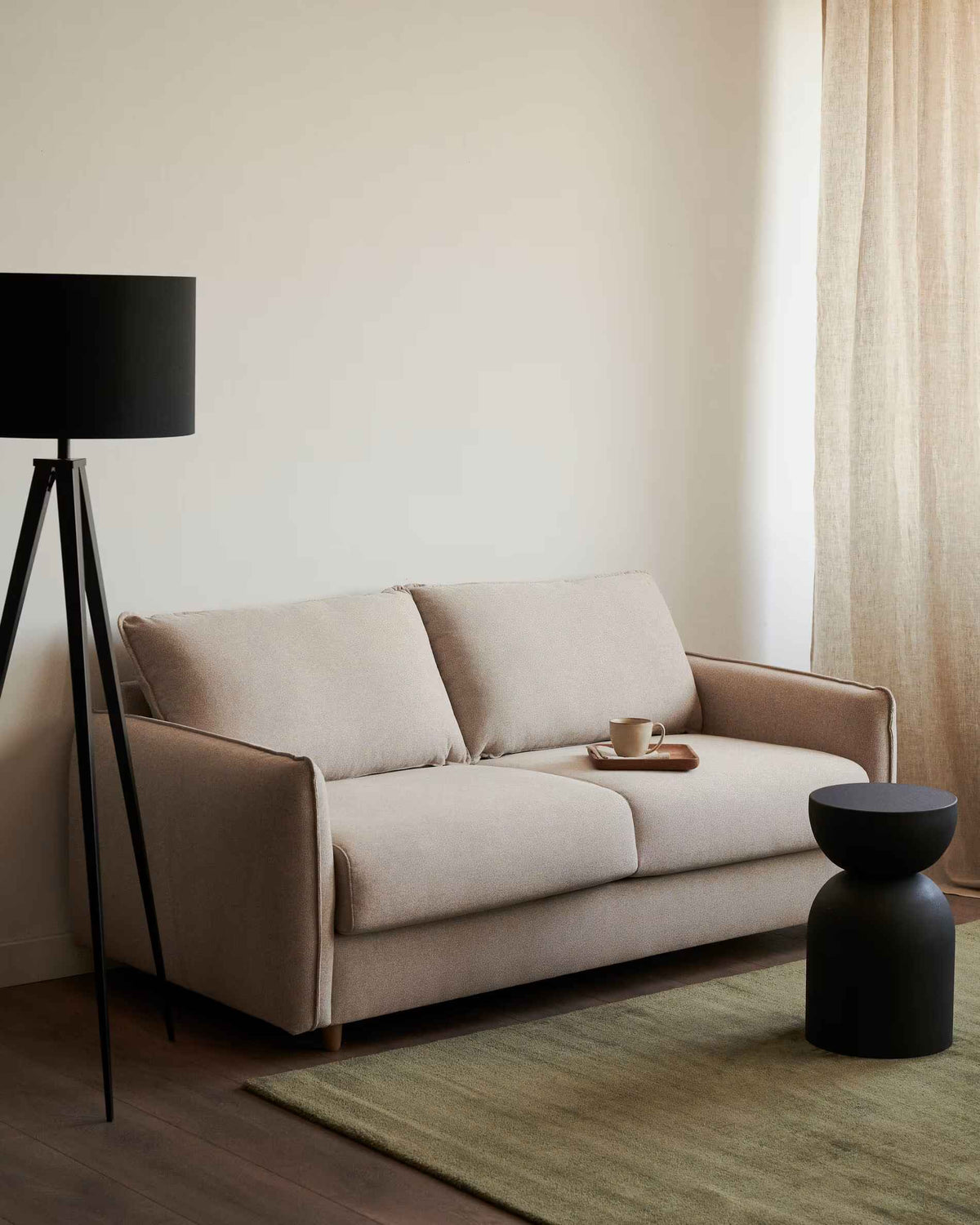 2-person sofa with a beige Carlot sleeping function