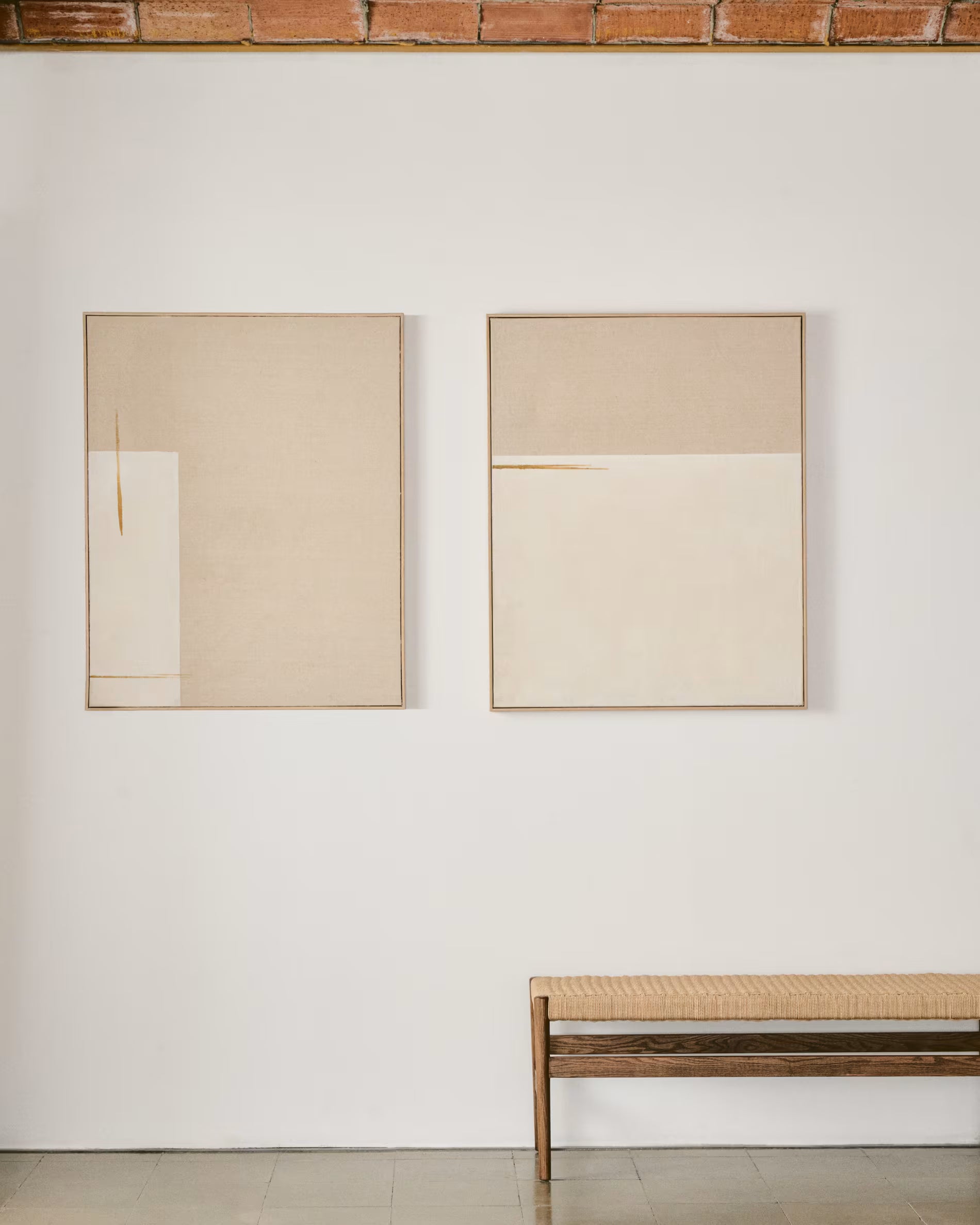 SALIN Beige Artwork with Vertical Line