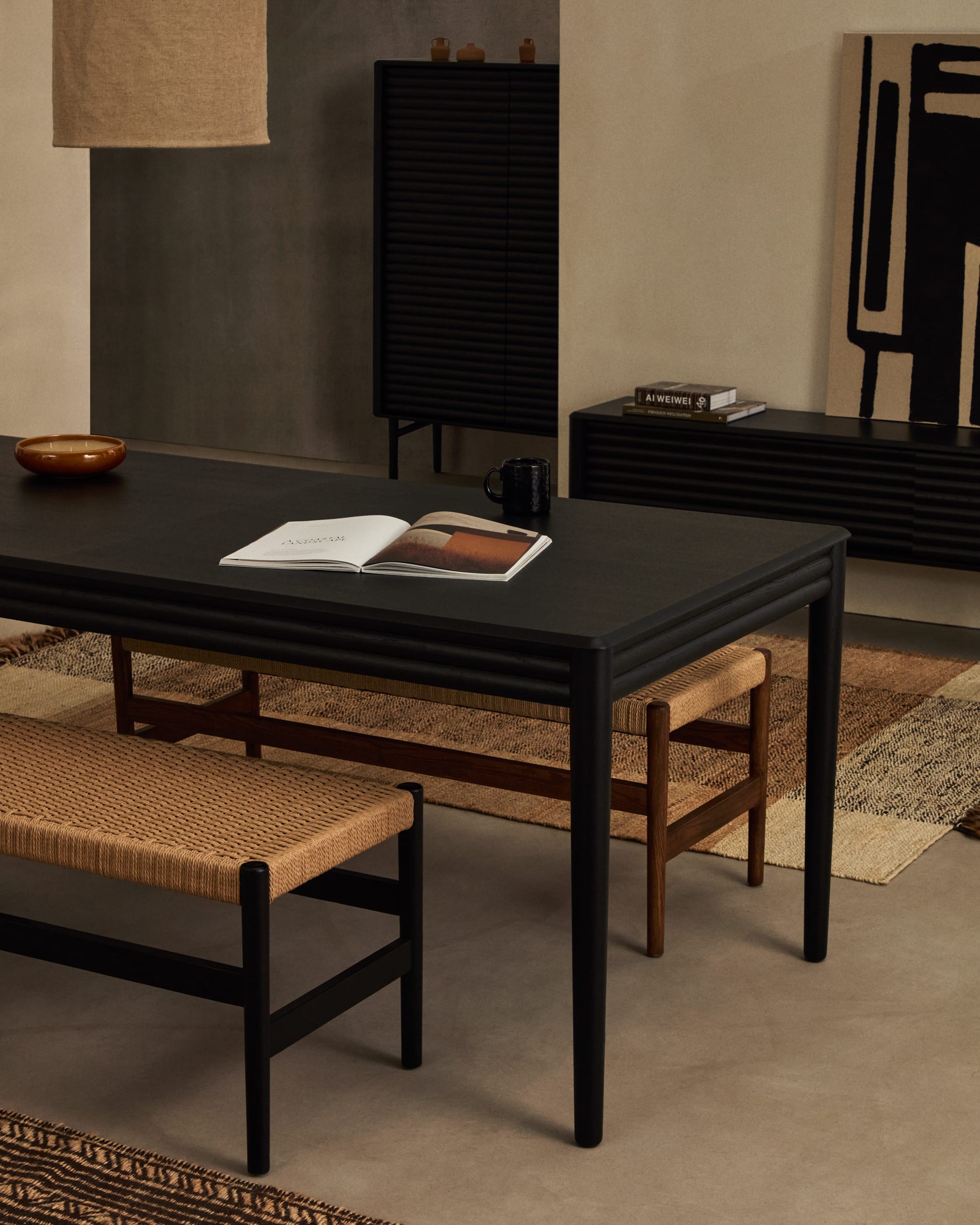 Folding table Lenon oak veneer in black finish