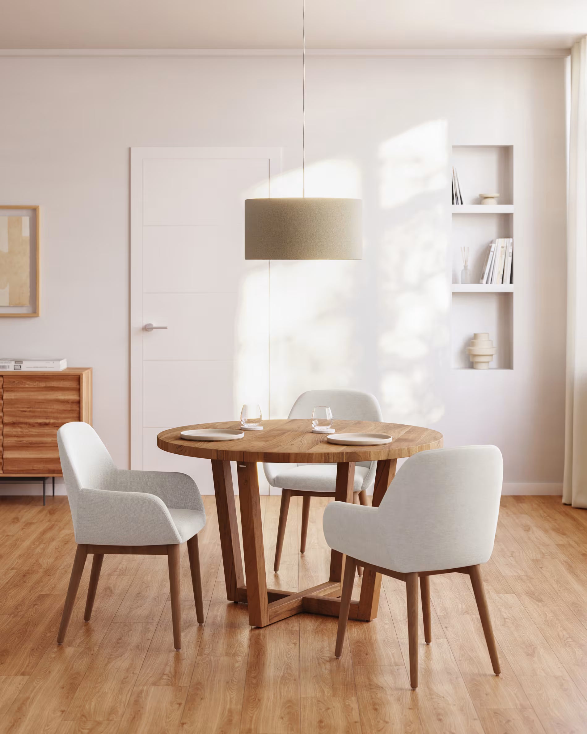KONNA Chair in Beige Chenille with Dark Ash Base