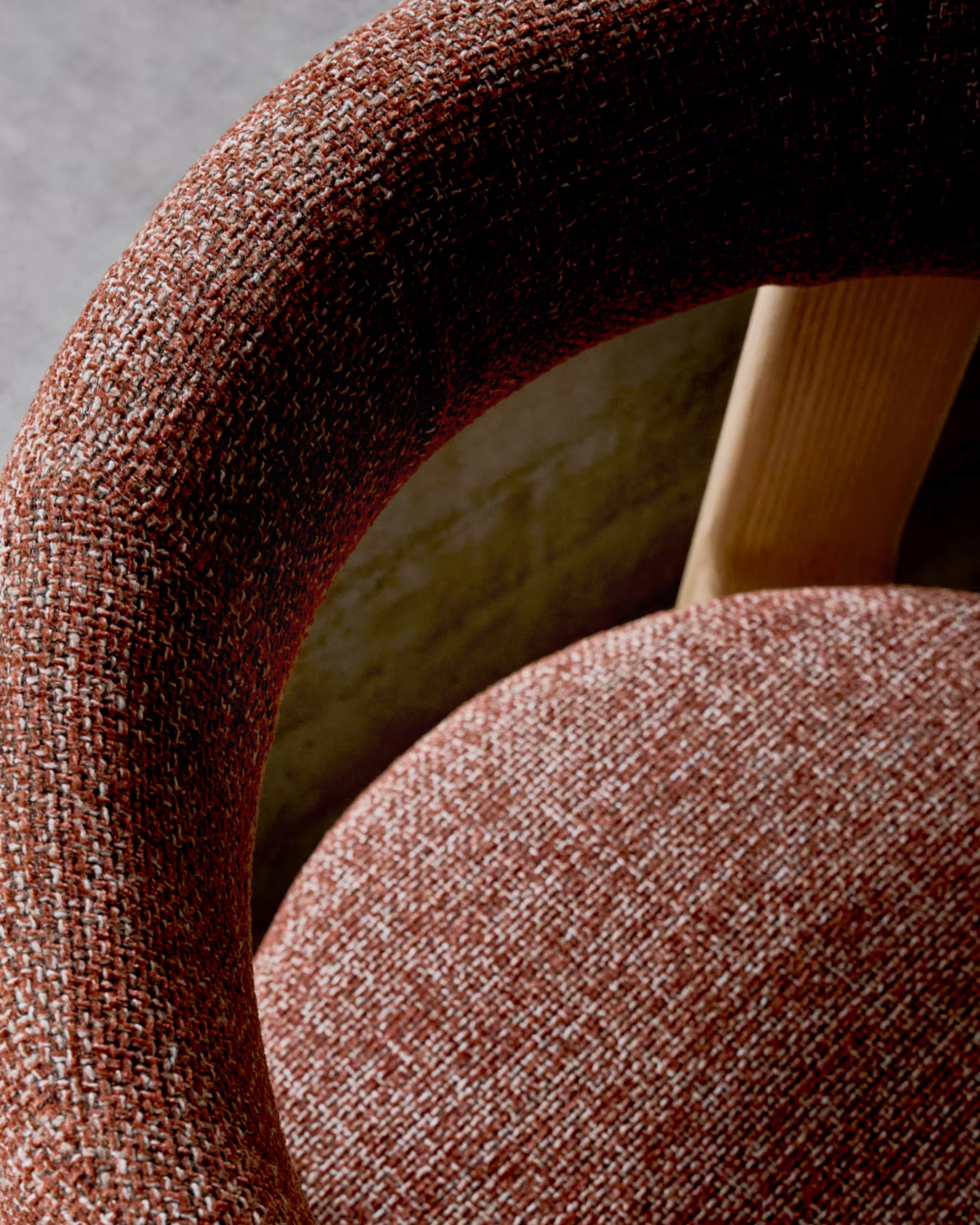 GRANITE chair in red chenille with an ash base