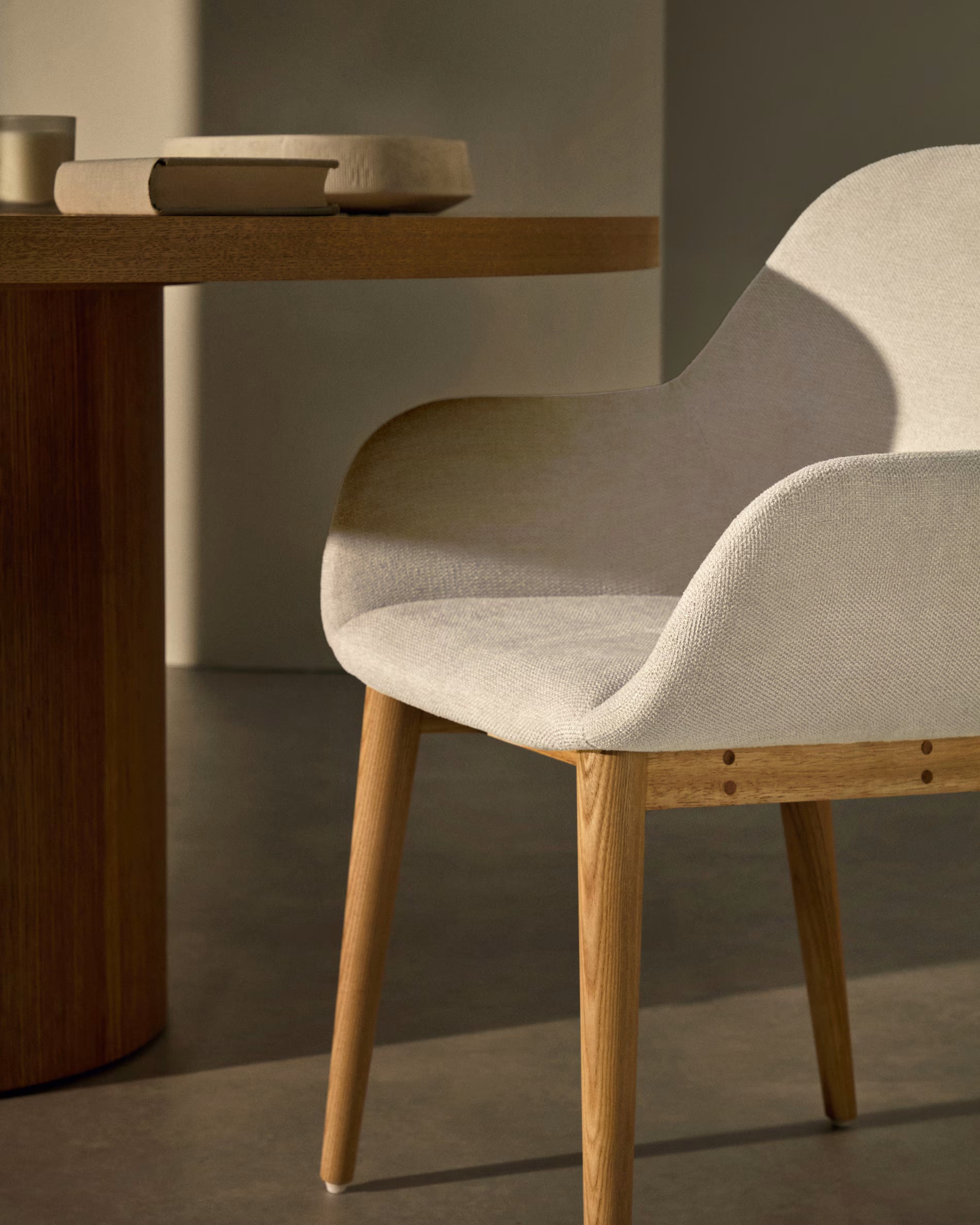 KONNA Chair in Beige Chenille with Ash Base
