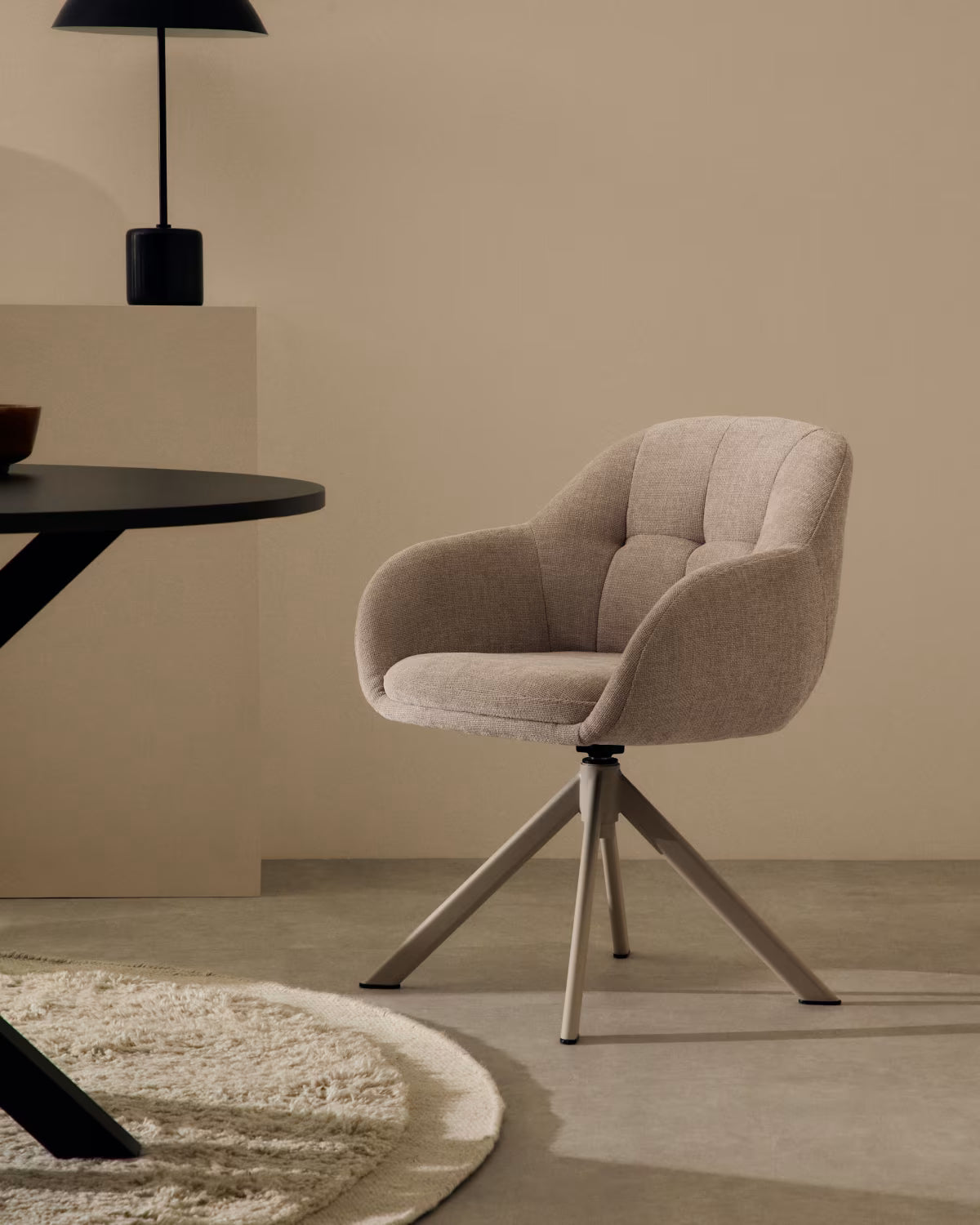 DORINA Brown Chenille Swivel Chair