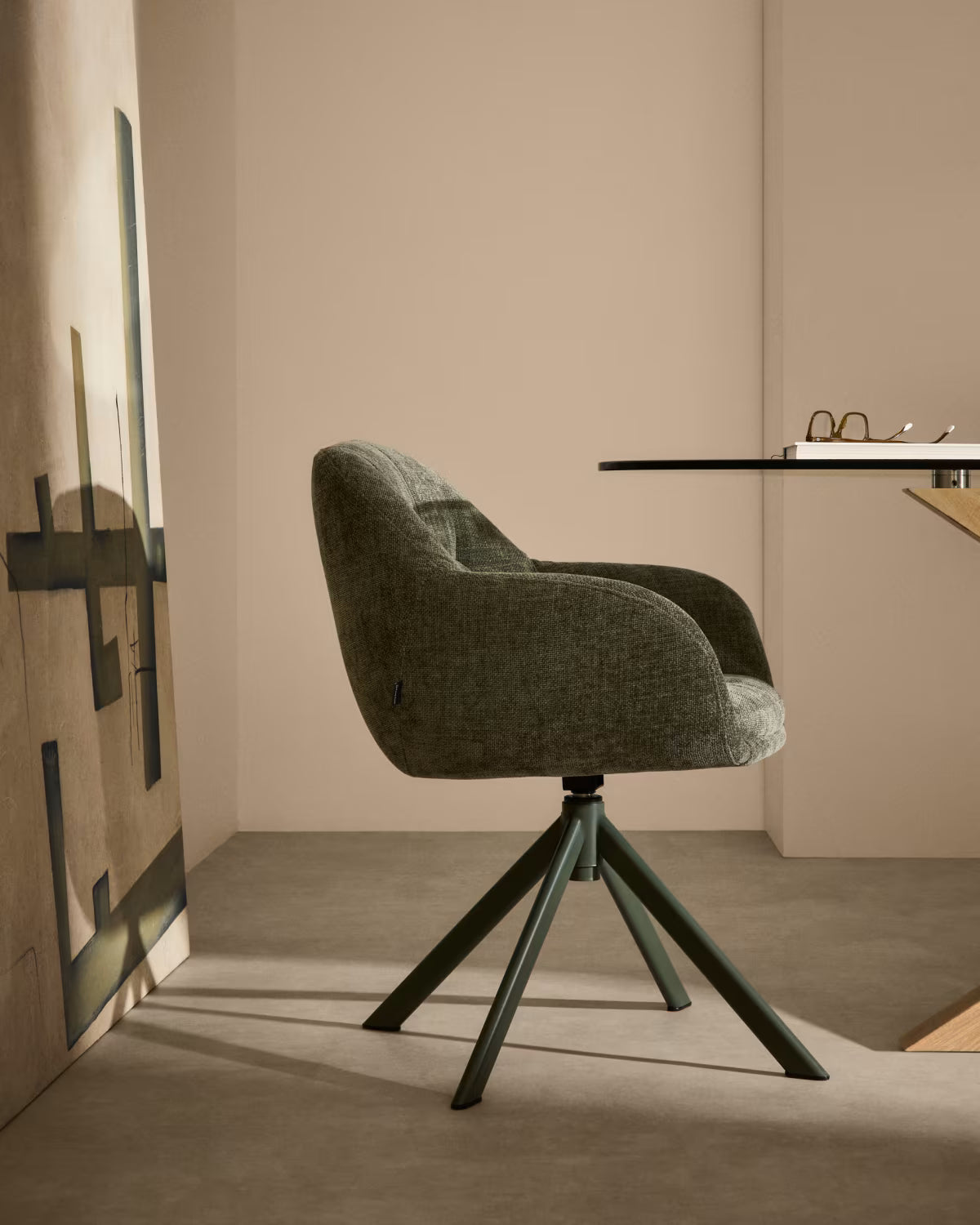 DORINA Green Chenille Swivel Chair