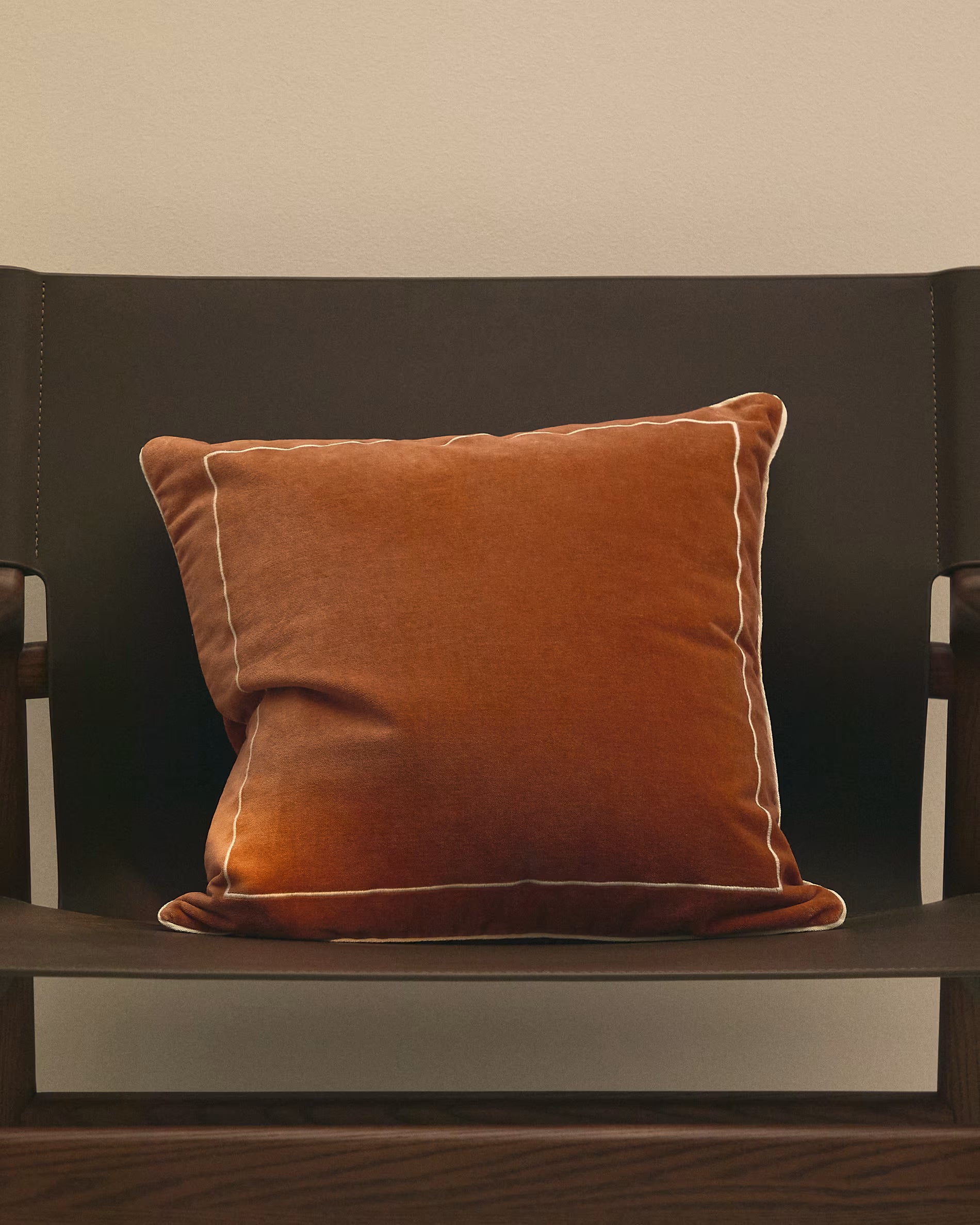 TIVANI Cushion Cover Orange with Cream Trim