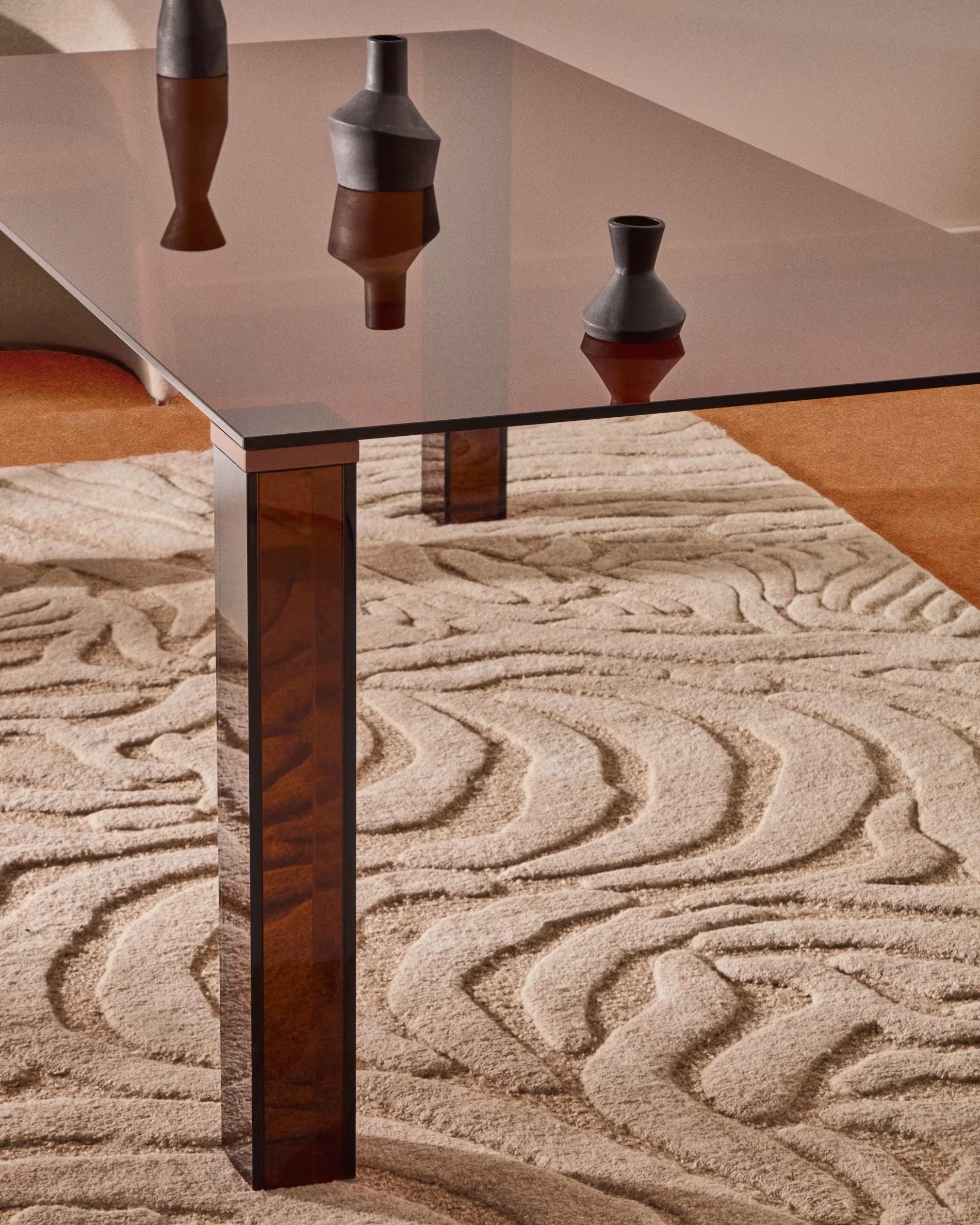 ADULARIA Table Brown Tempered Glass