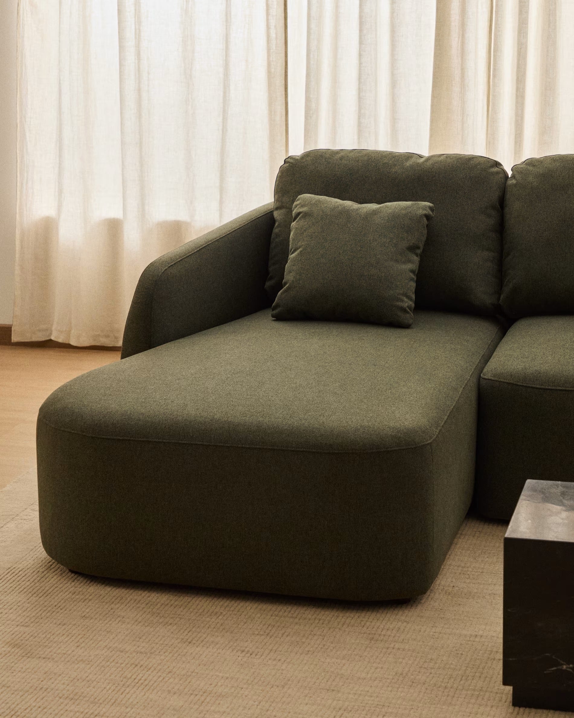 Linksseitiges 3-Sitzer-Sofa mit Schlaffunktion LAIRA in Dunkelgrün